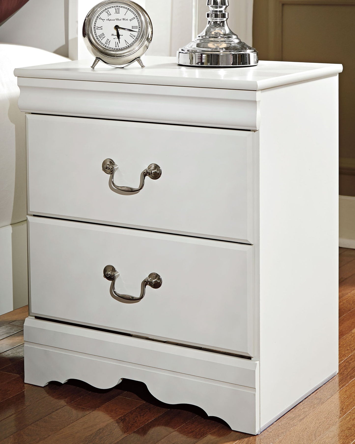 Anarasia - White - Two Drawer Night Stand - Hornell Furniture Outlet