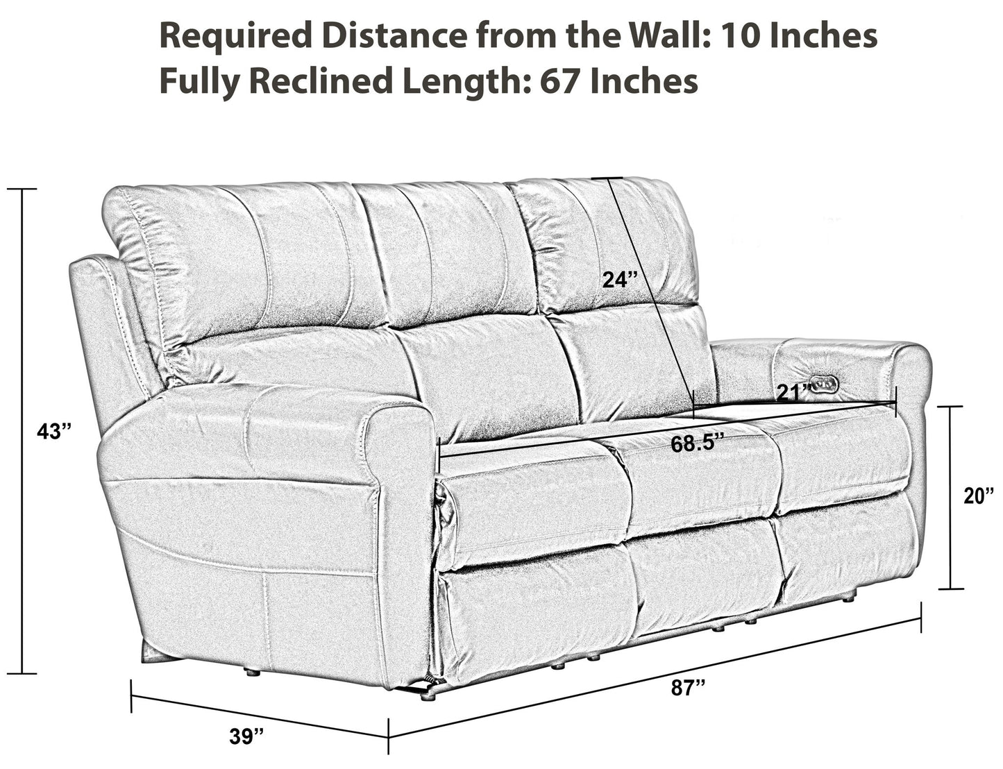 Torretta - Power Lay Flat Reclining Sofa - Hornell Furniture Outlet