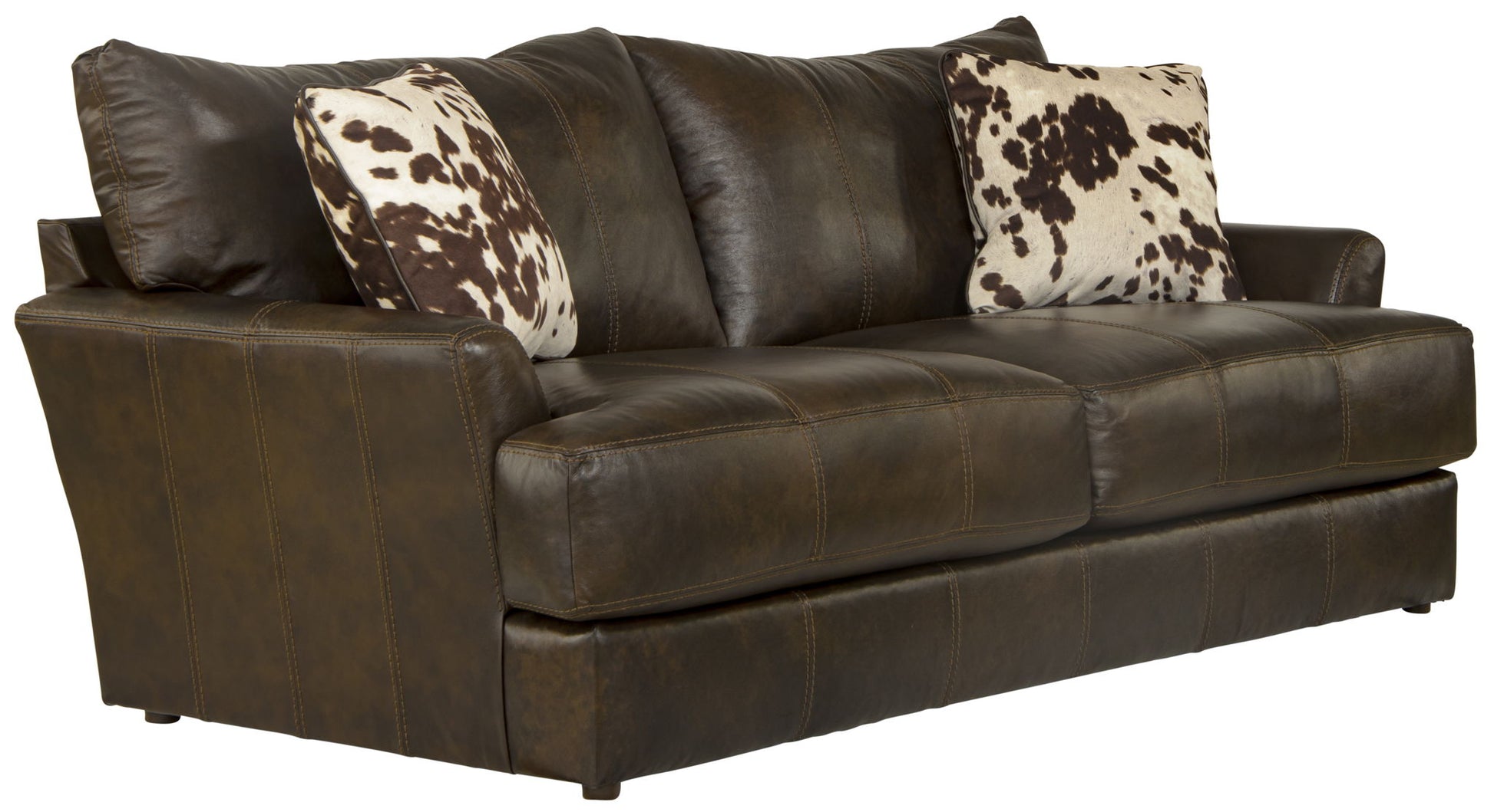 Pavia - Top Grain Italian Leather Sofa With Cuddler Cushions - Cocoa - Hornell Furniture Outlet
