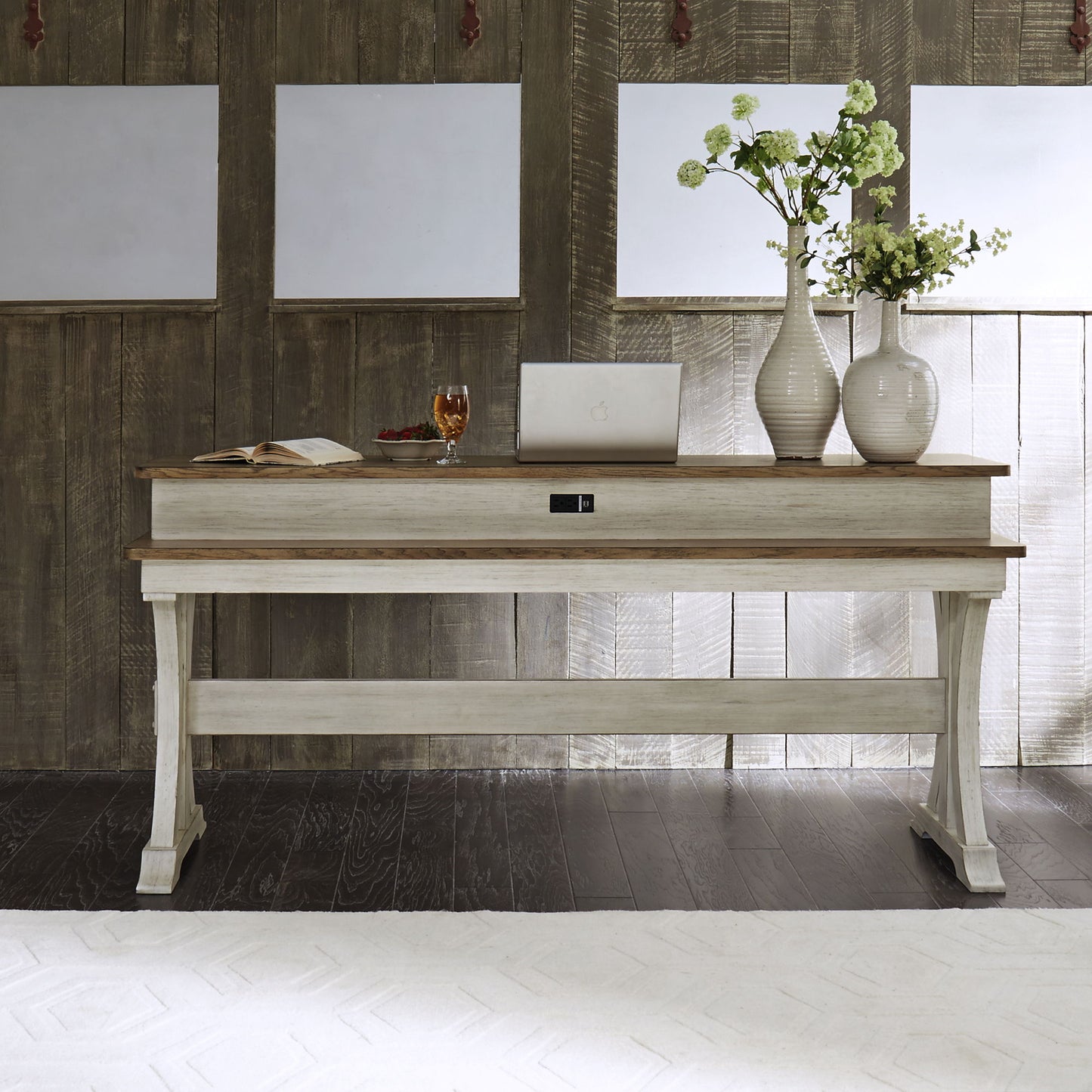 Farmhouse Reimagined - Console Bar Table - White - Hornell Furniture Outlet