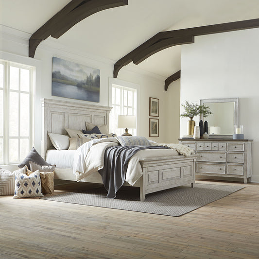 Heartland - 3 Piece Bedroom Set (California King Panel Bed, Dresser & Mirror) - White - Hornell Furniture Outlet