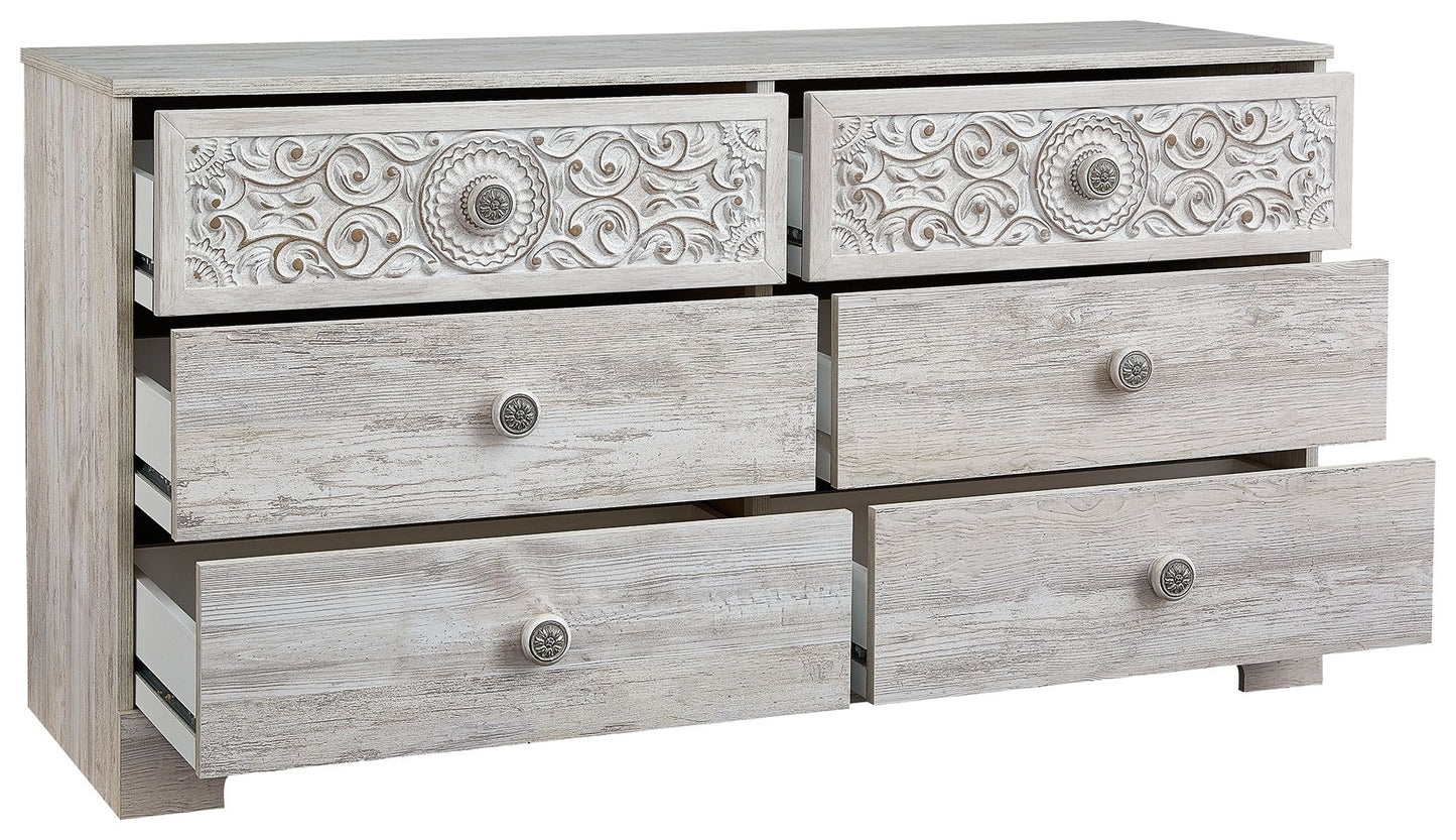 Paxberry - Whitewash - Six Drawer Dresser - Weatherworn - Hornell Furniture Outlet
