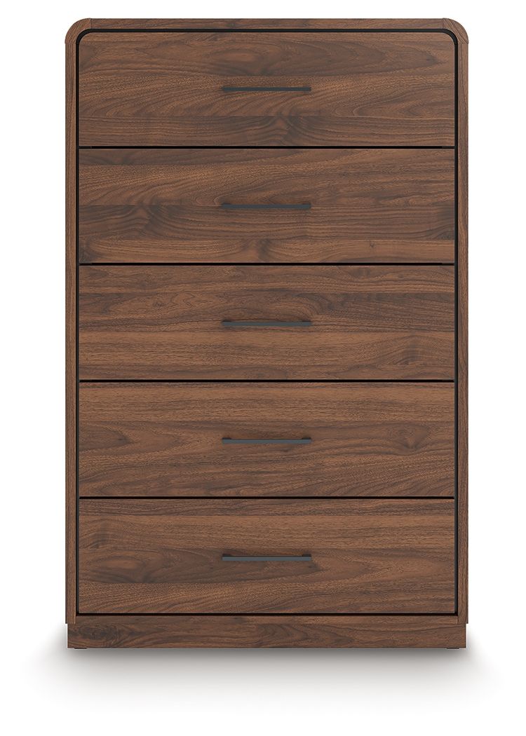 Fortlorn - Walnut Brown - Five Drawer Chest - Hornell Furniture Outlet