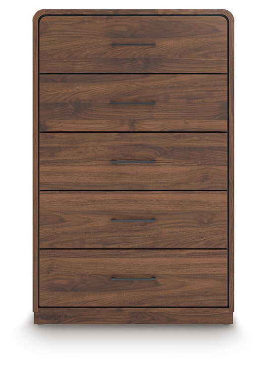 Fortlorn - Walnut Brown - Five Drawer Chest - Hornell Furniture Outlet