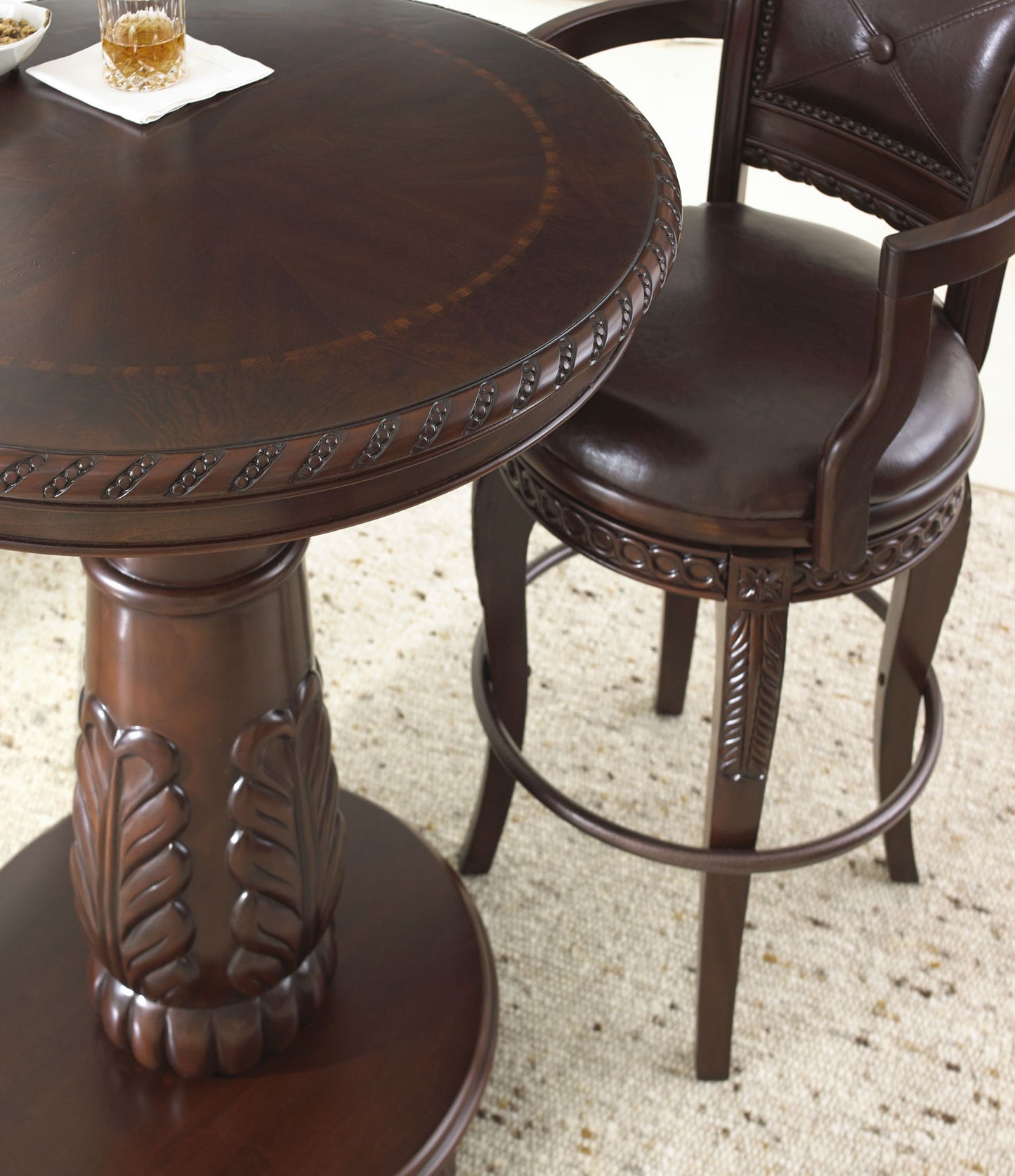 Antoinette - PU Swivel Bar Chair (Set of 2) - Dark Brown - Hornell Furniture Outlet