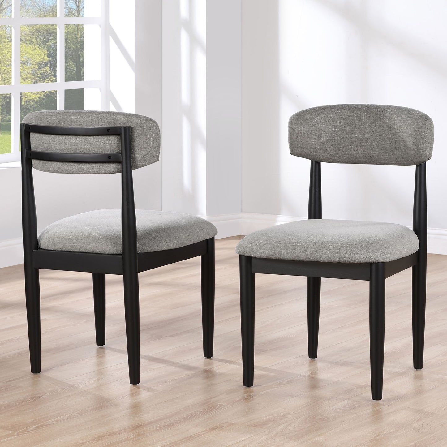 Magnolia - Upholstered Side Chair (Set of 2) - Black / Gray - Hornell Furniture Outlet