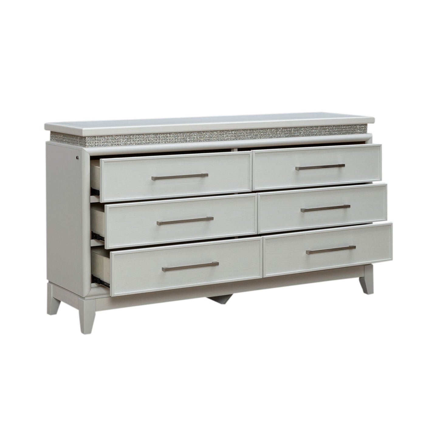 Reflections - 6 Drawer Dresser With Lights - White - Hornell Furniture Outlet