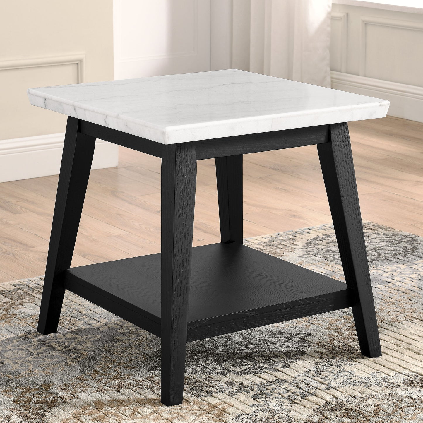Vida - Marble End Table - Black / White - Hornell Furniture Outlet