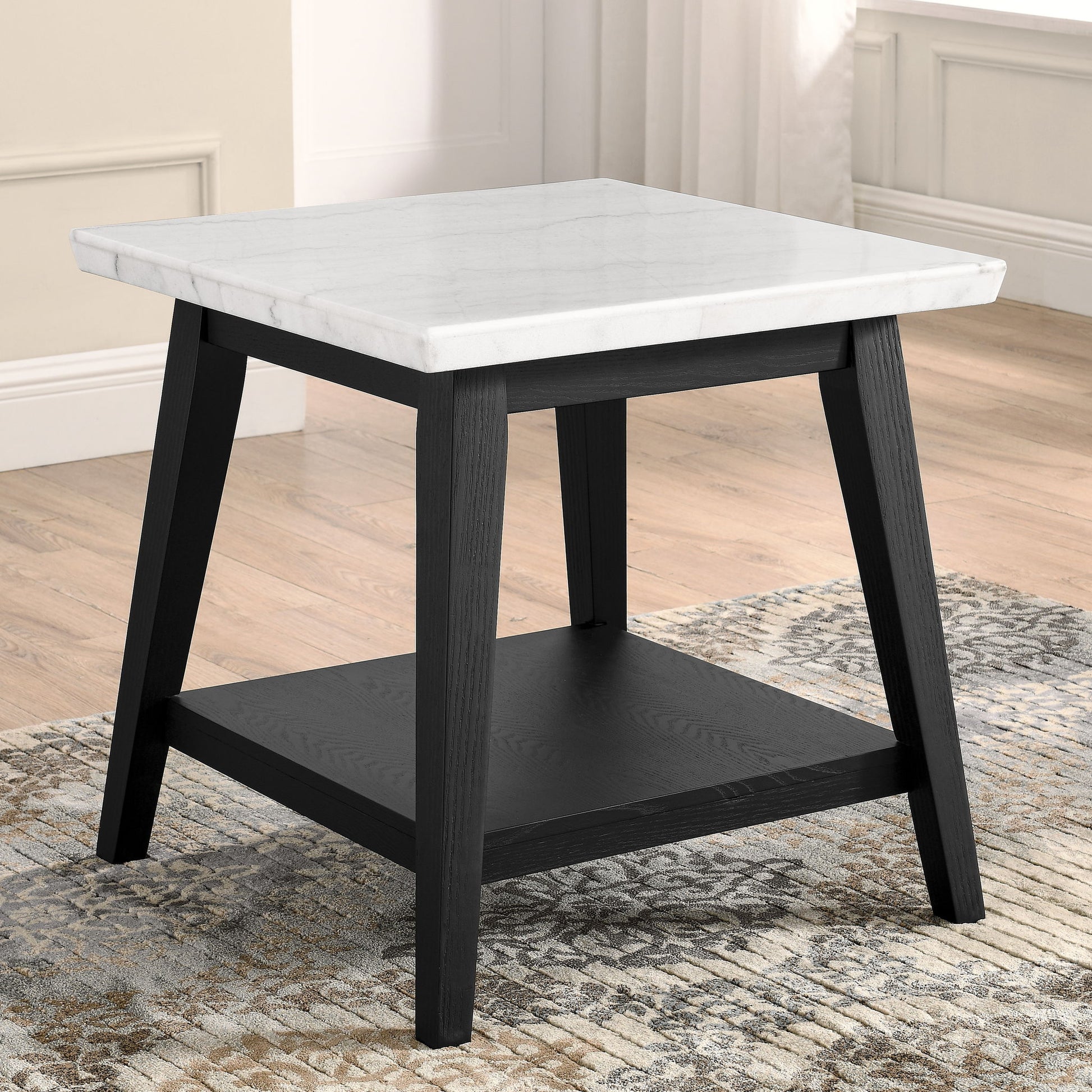 Vida - Marble End Table - Black / White - Hornell Furniture Outlet