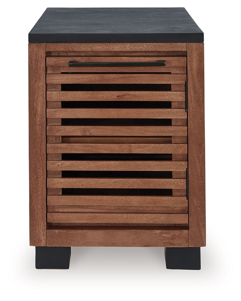 Kallari - Warm Brown / Black - Chair Side End Table - Hornell Furniture Outlet