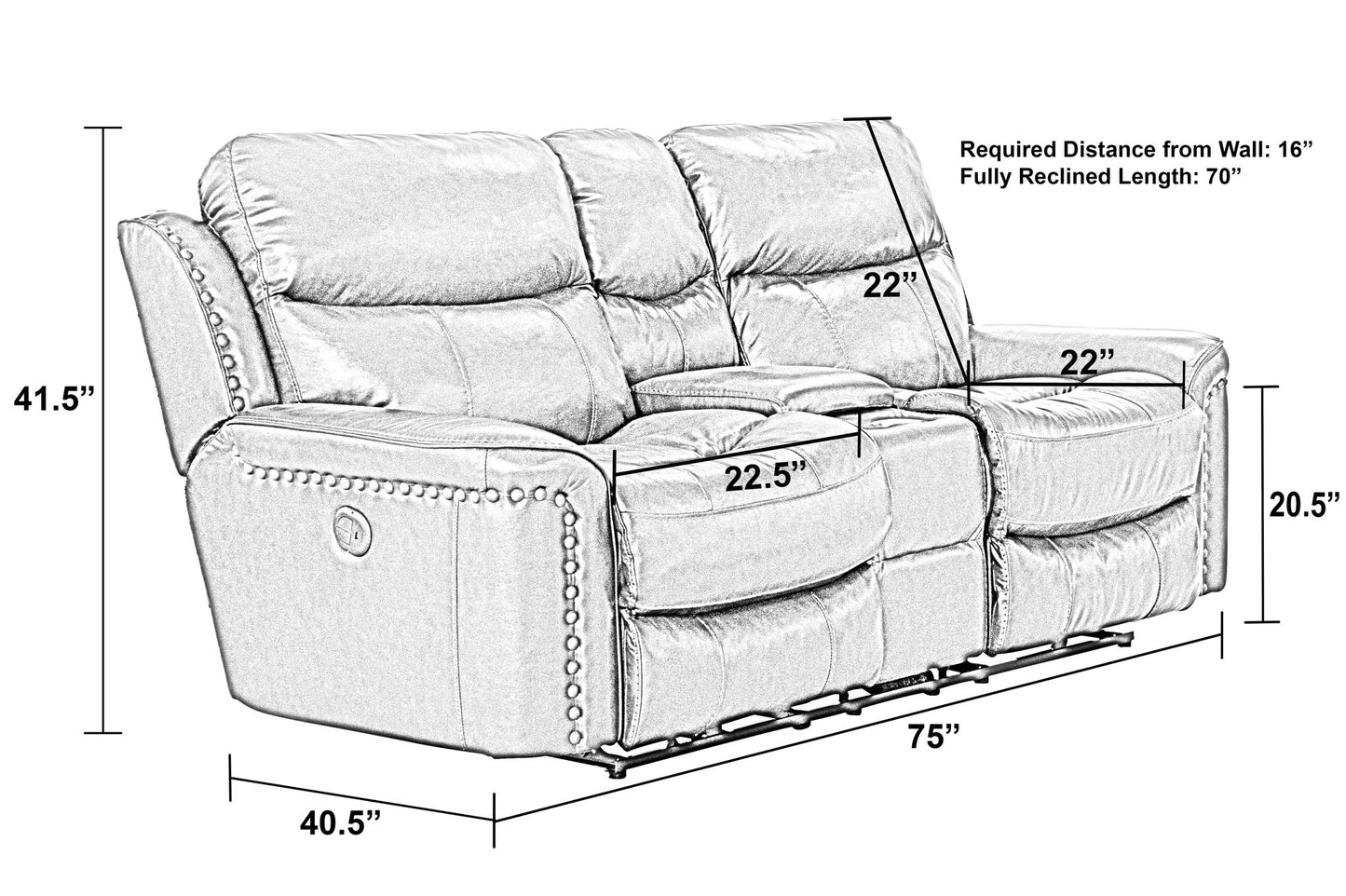 Ceretti - Power Reclining Console Loveseat - Brown Top Grain Italian Leather Match - Hornell Furniture Outlet