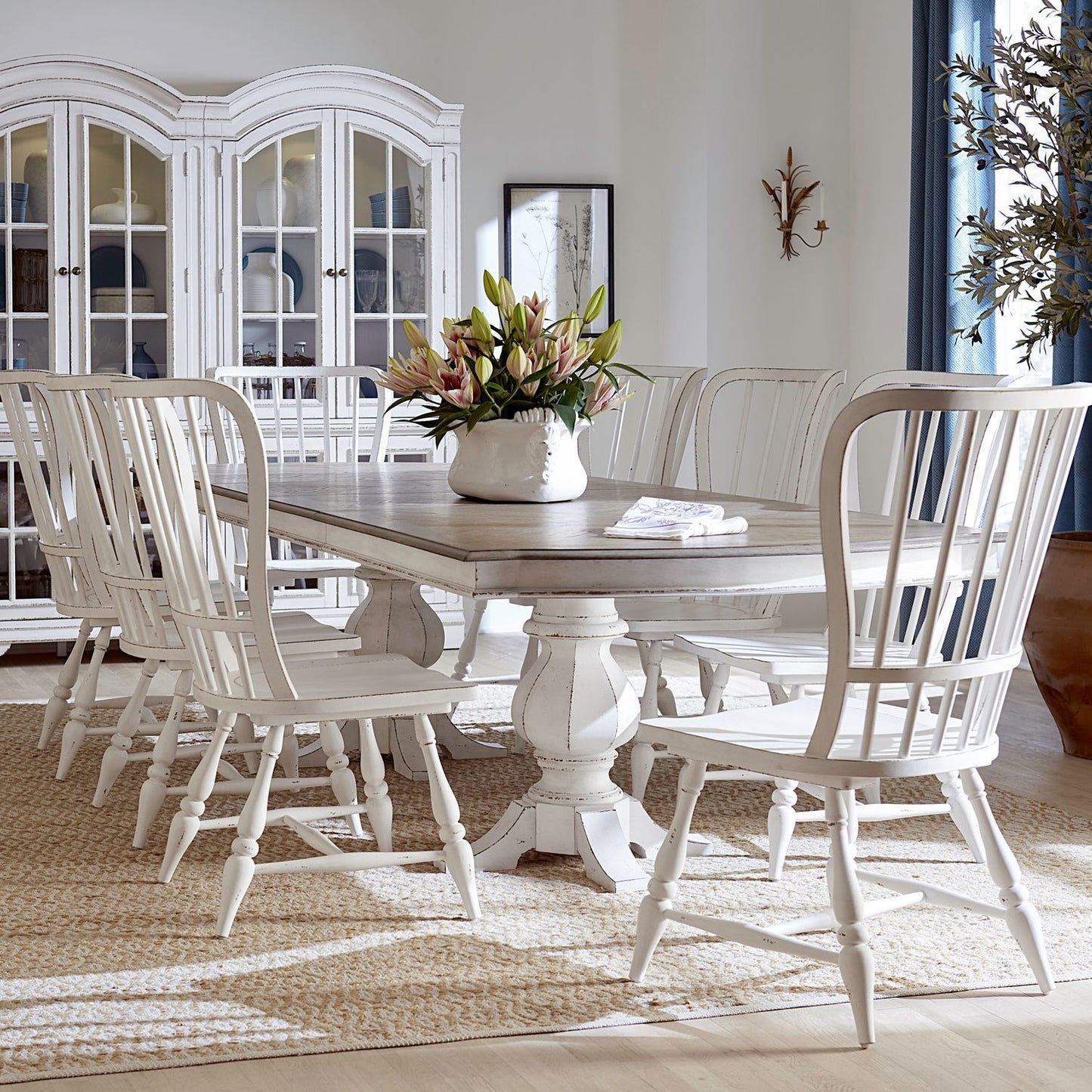 Magnolia Manor - Double Pedestal Table Set - Hornell Furniture Outlet