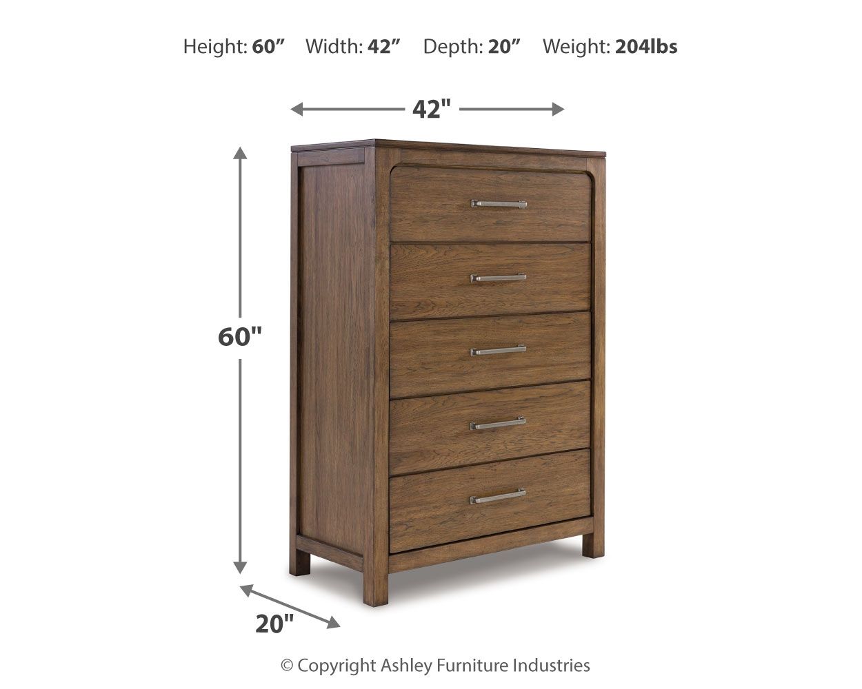 Cabalynn - Light Brown - Five Drawer Chest - Hornell Furniture Outlet