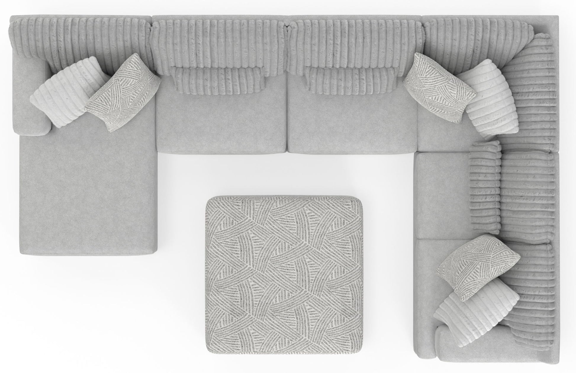 Logan - Upholstered Sectional With Comfort Coil Seating - 46" Cocktail Ottoman And Accent Pillows Included - Hornell Furniture Outlet