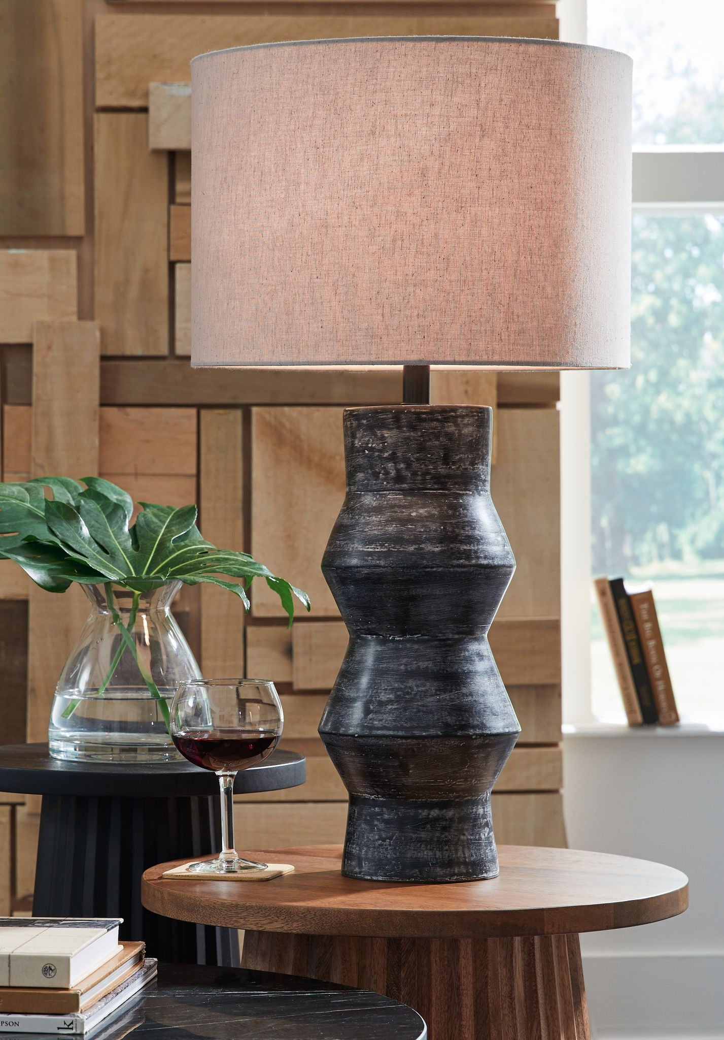 Kerbert - Distressed Black - Terracotta Table Lamp - Hornell Furniture Outlet