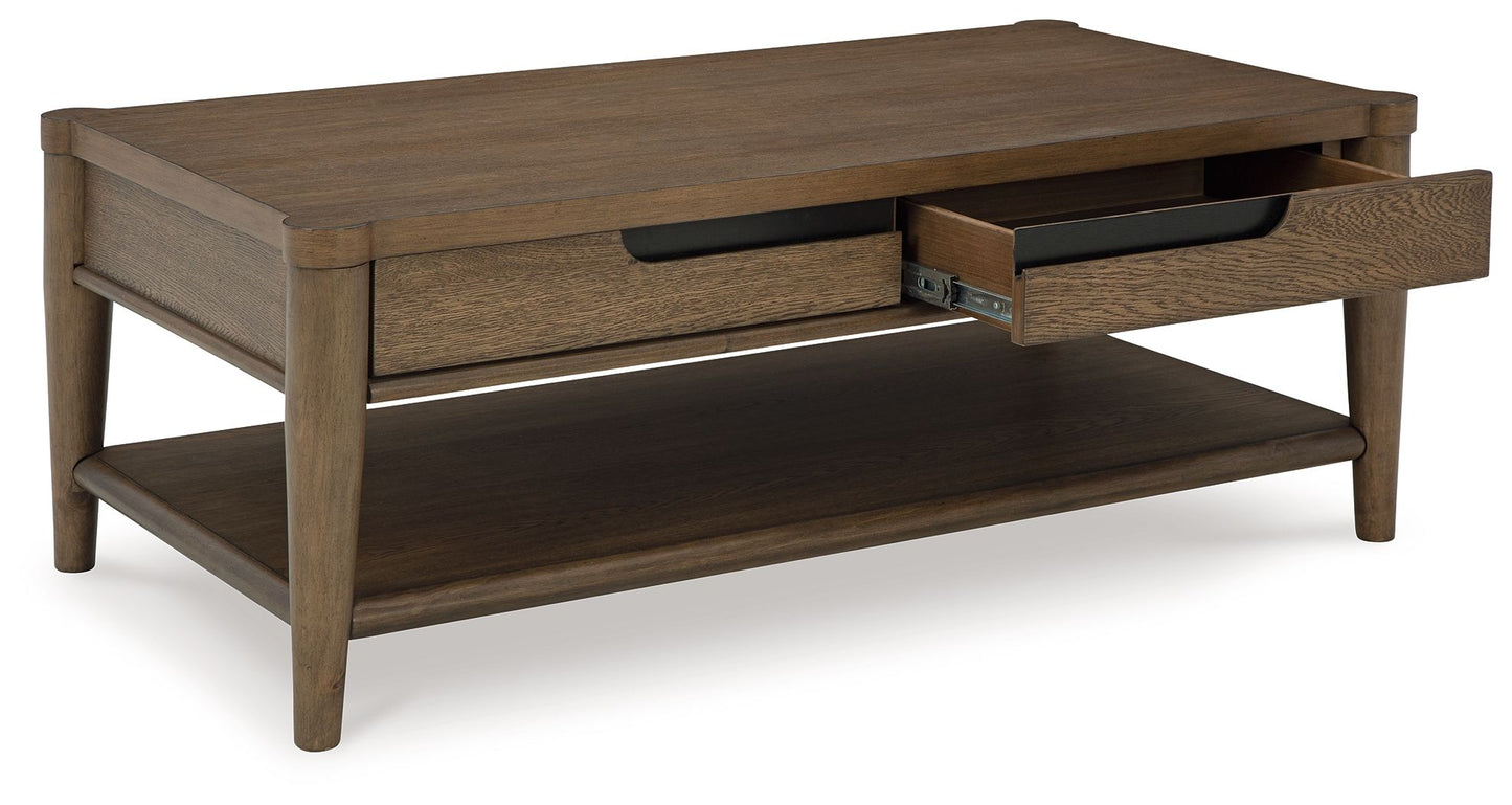 Roanhowe - Brown - Rectangular Cocktail Table - Hornell Furniture Outlet