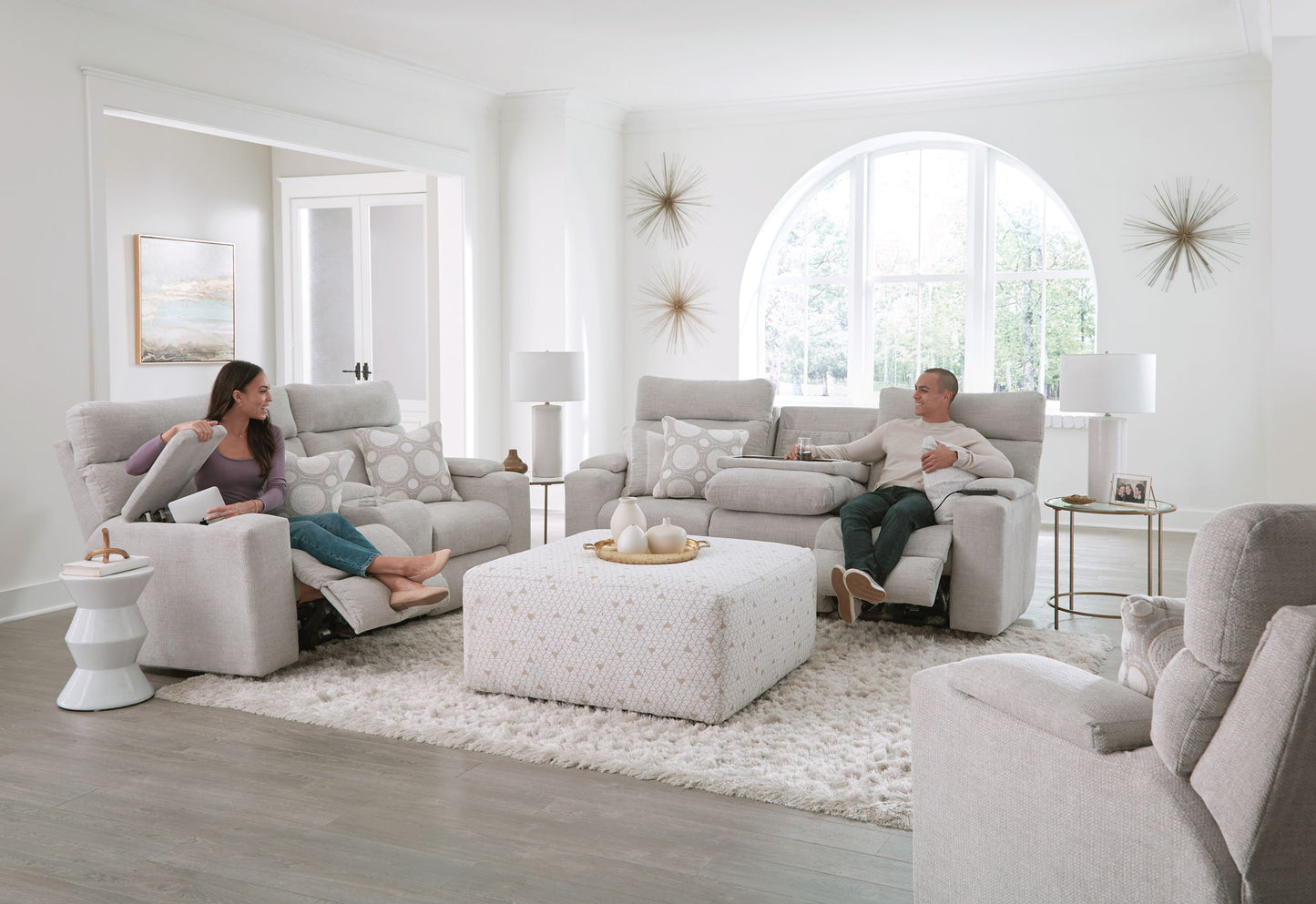 Sanctuary - Health & Wellness Power Reclining Sofa With Power Adjustable Headrest And Lumbar / Therapeutic Heat & Massage - Winter - Hornell Furniture Outlet