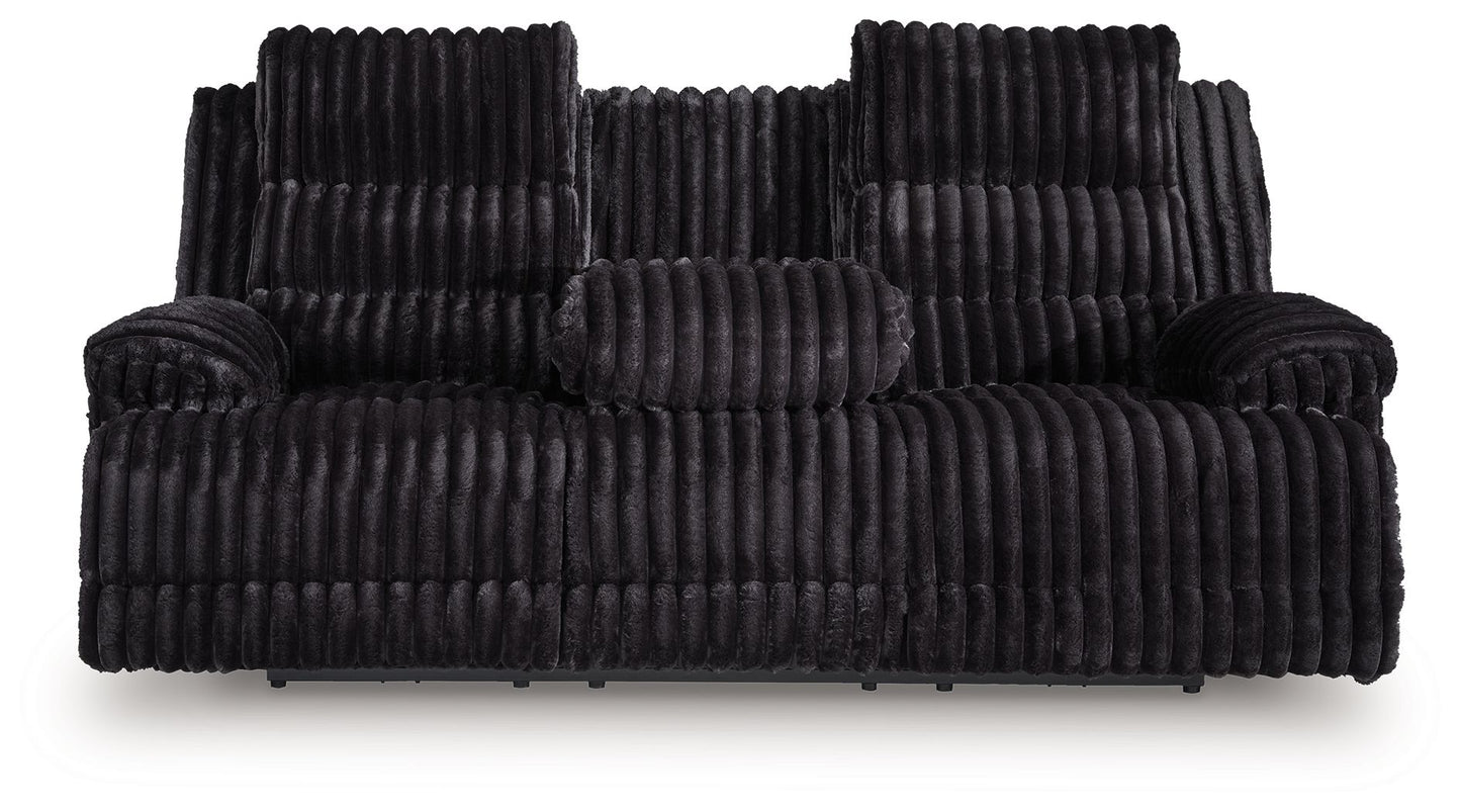 Rhine Falls - Onyx - Reclining Power Sofa With Drop Down Table - Hornell Furniture Outlet