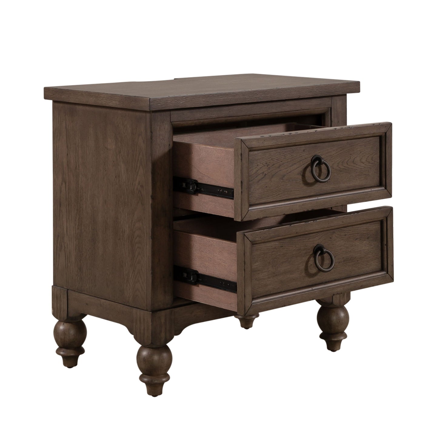 Americana Farmhouse - 2 Drawer Night Stand With Charging Station - Hornell Furniture Outlet