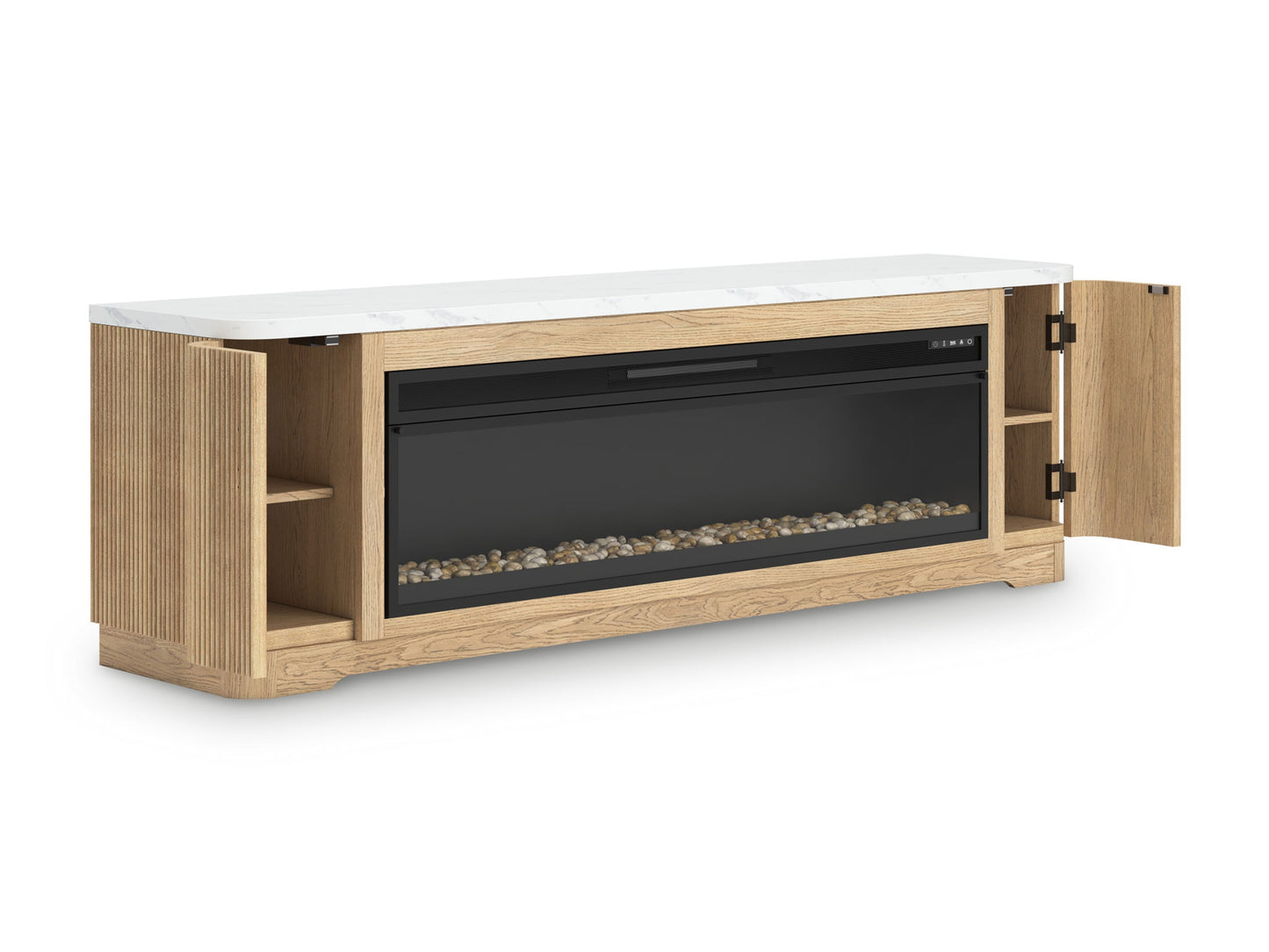 Camdill - Light Brown - 80" TV Stand With Electric Fireplace - Hornell Furniture Outlet