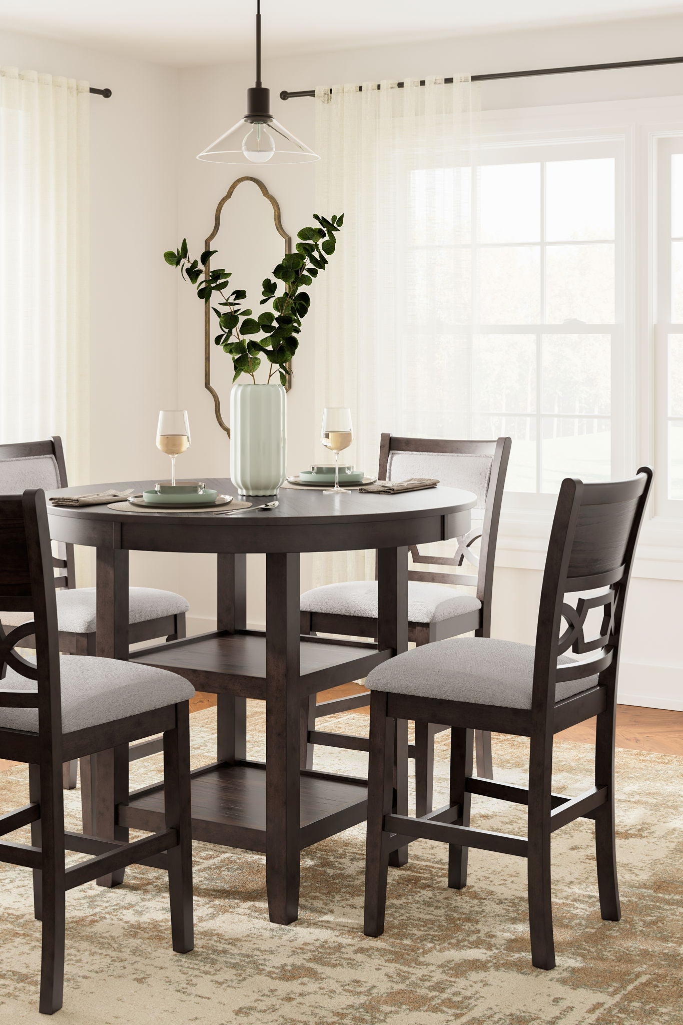Langwest - Brown - Dining Room Counter Table Set (Set of 5) - Hornell Furniture Outlet