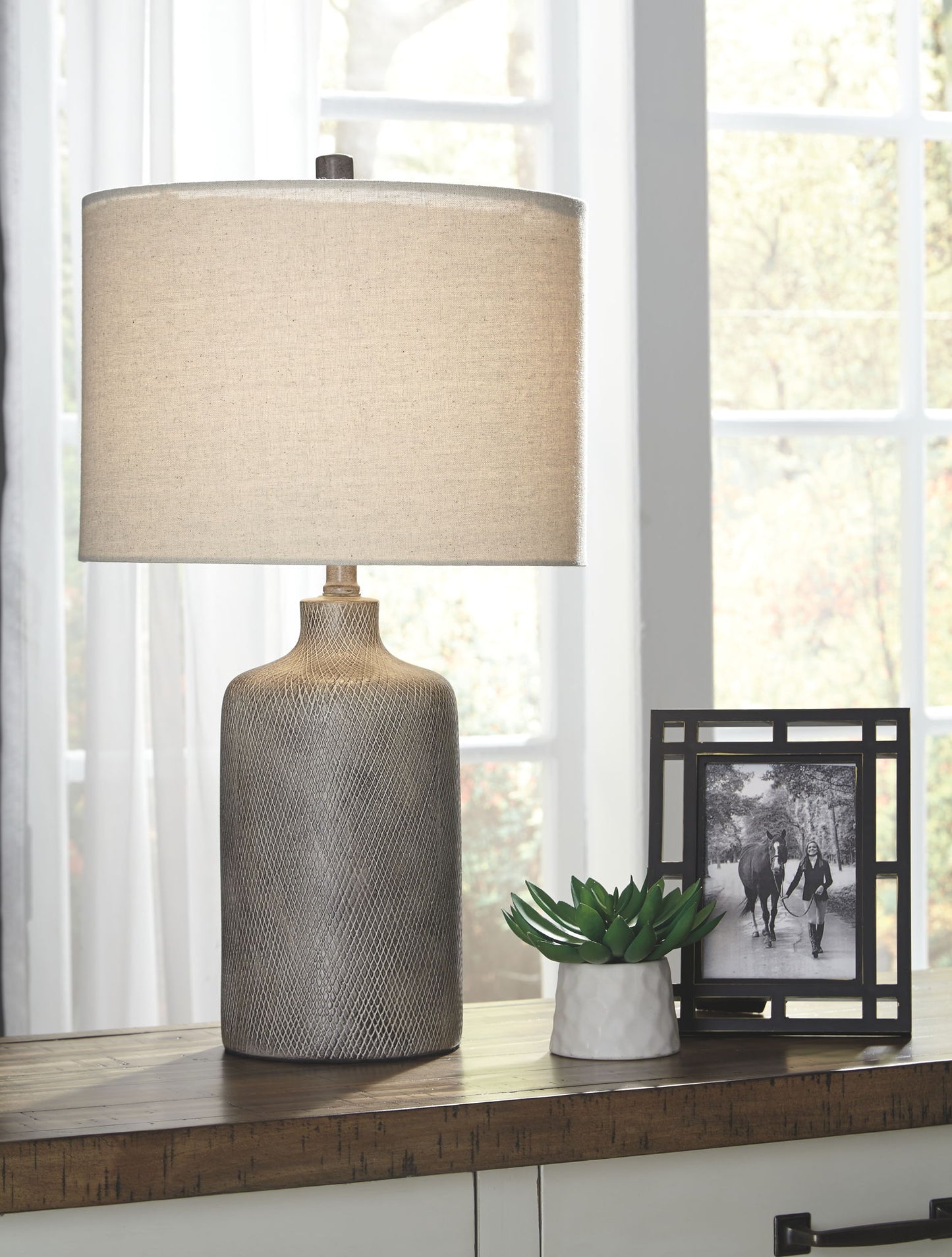 Linus - Antique Black - Ceramic Table Lamp - Hornell Furniture Outlet