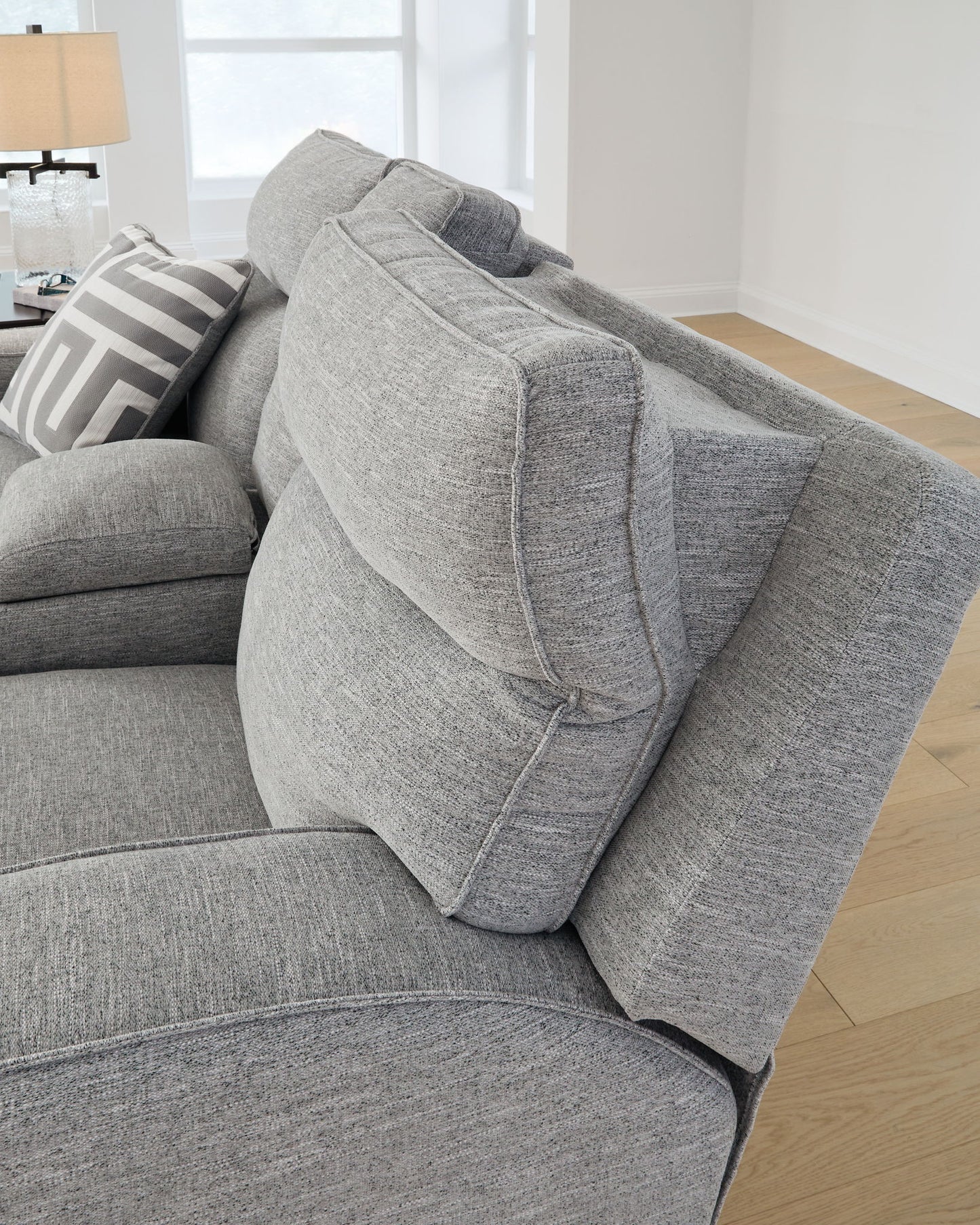 Biscoe - Pewter - Power Reclining Loveseat With Console /Adj Headrest - Hornell Furniture Outlet
