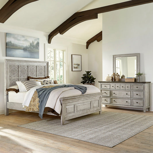 Heartland - Farmhouse - Panel Bed, Dresser & Mirror Set - Hornell Furniture Outlet