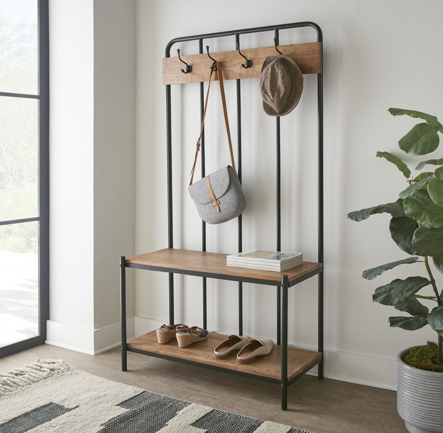 Camino - Hall Tree - Dark Brown - Hornell Furniture Outlet