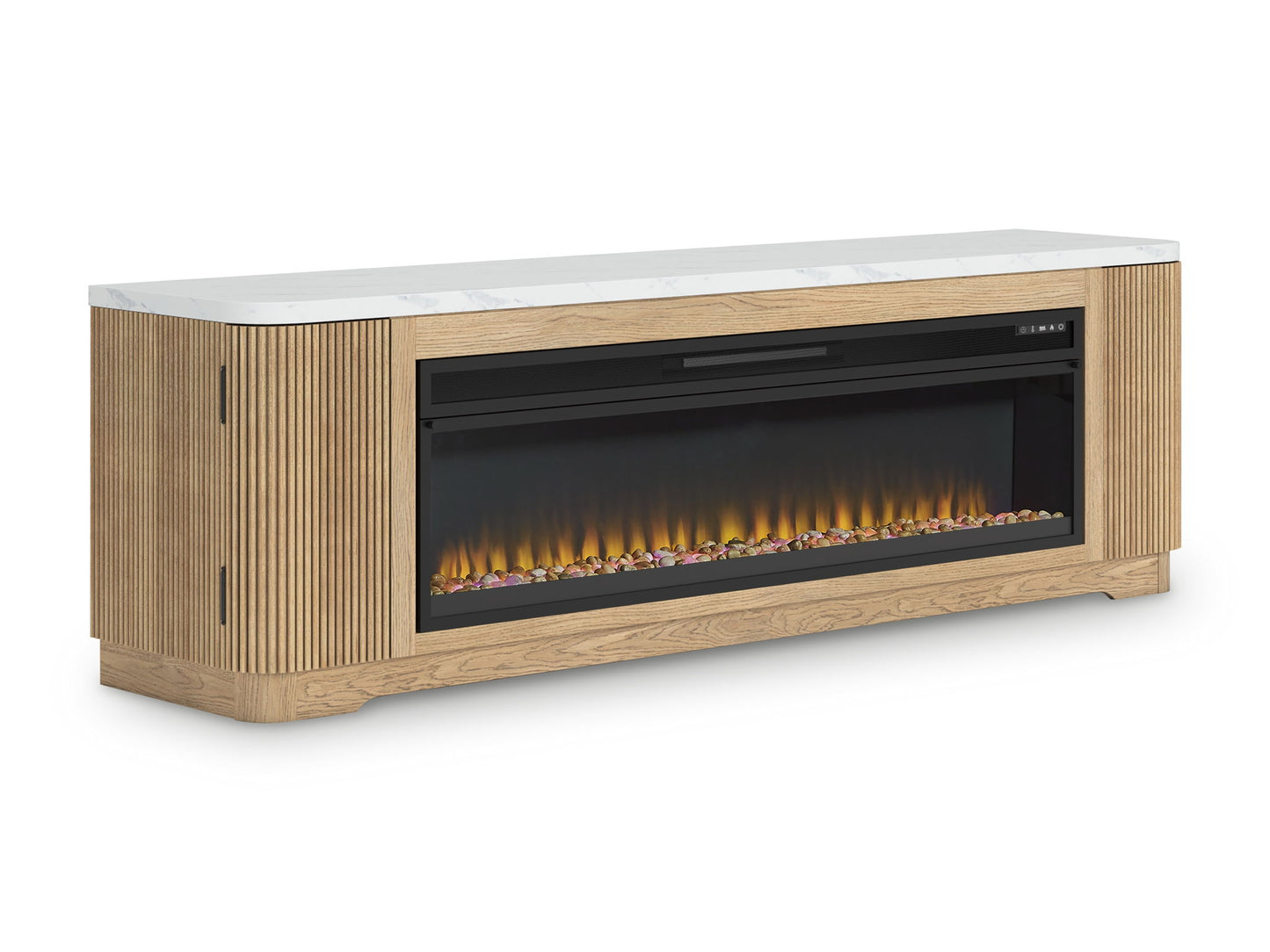 Camdill - Light Brown - 80" TV Stand With Electric Fireplace - Hornell Furniture Outlet