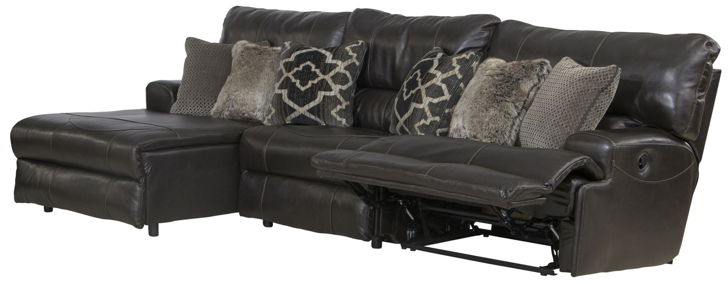 Como - 3 Piece Italian Leather Match Reclining Sectional - Hornell Furniture Outlet