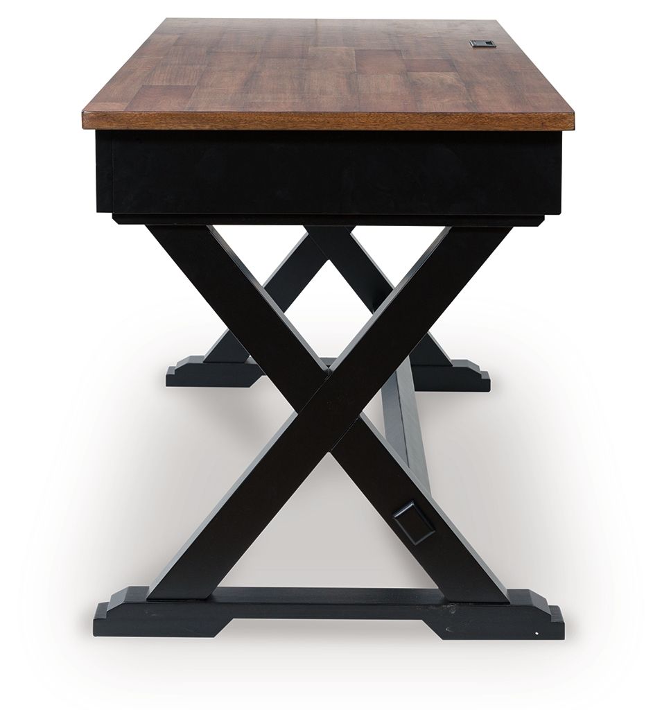 Wildenauer - Brown / Black - Home Office Desk - Hornell Furniture Outlet
