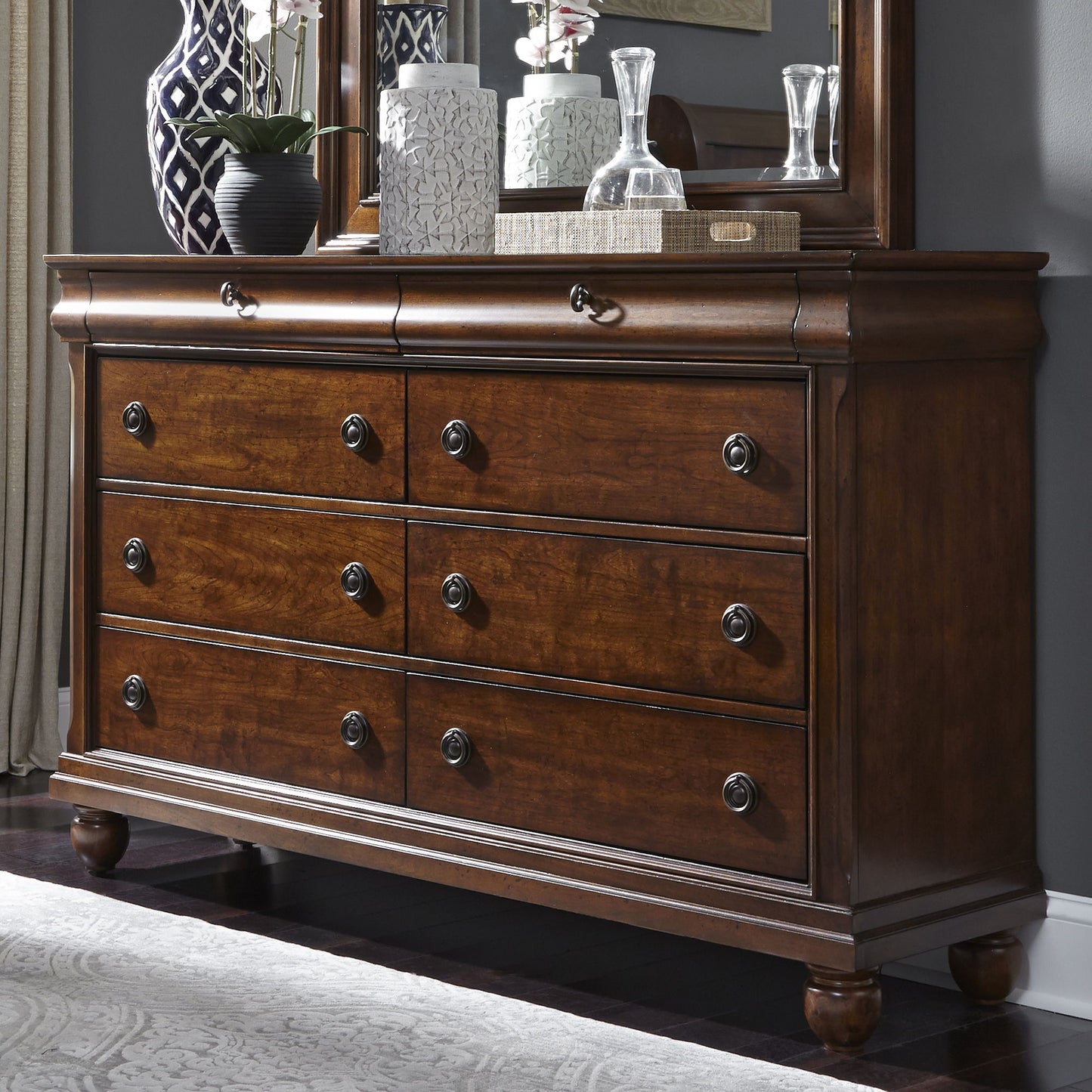 Rustic Traditions - 8 Drawer Dresser - Dark Brown - Hornell Furniture Outlet