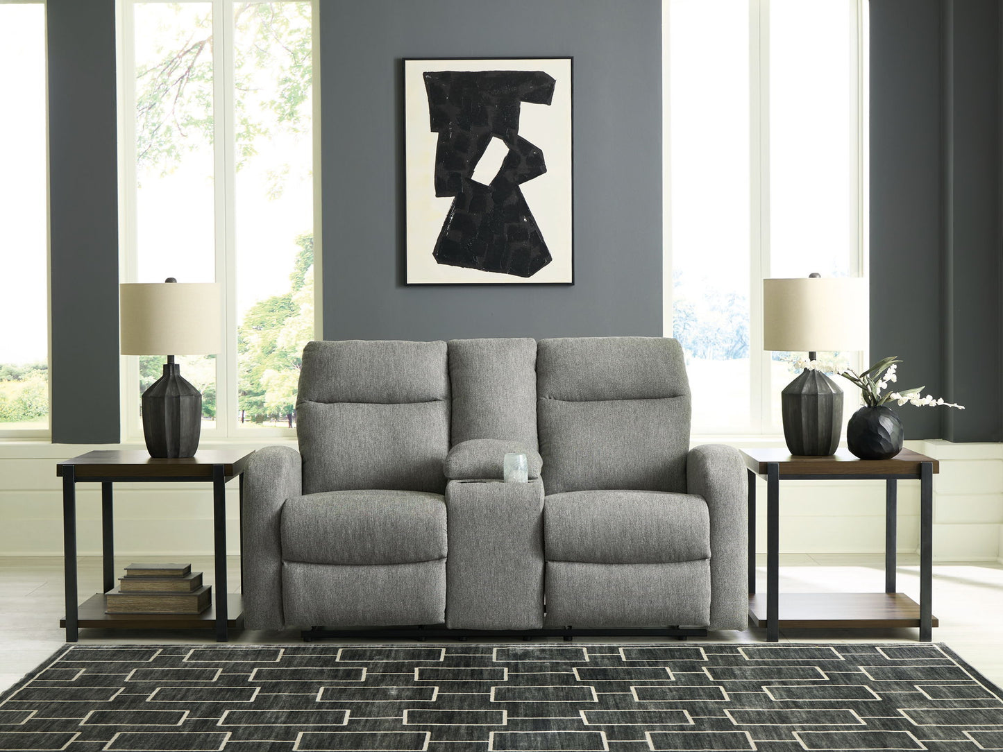 Gauntlet - Sterling - Double Recline Loveseat With Console - Hornell Furniture Outlet