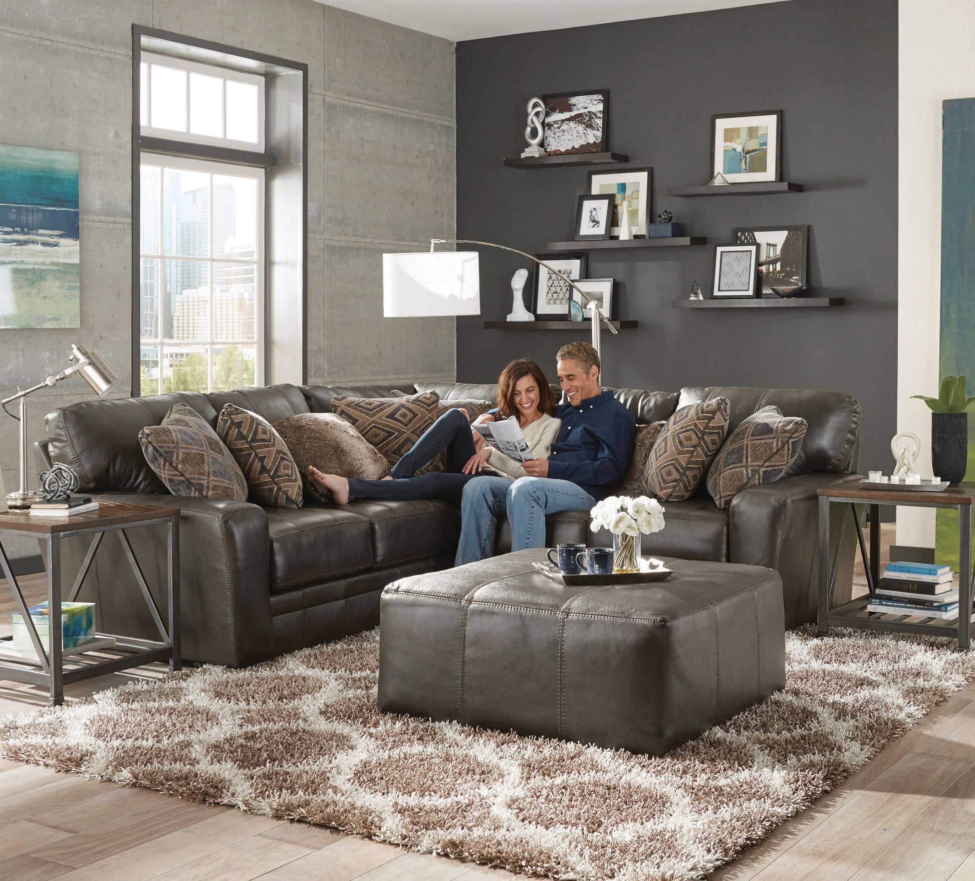 Denali - Italian Leather Match Sectional - Hornell Furniture Outlet