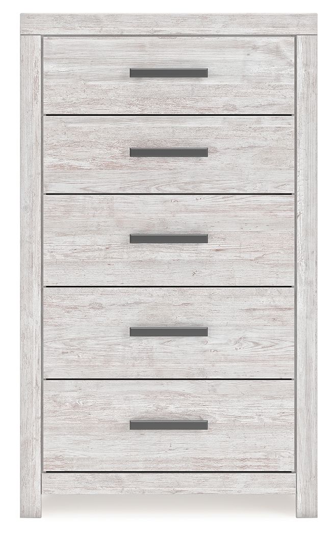 Cayboni - Whitewash - Five Drawer Chest - Hornell Furniture Outlet