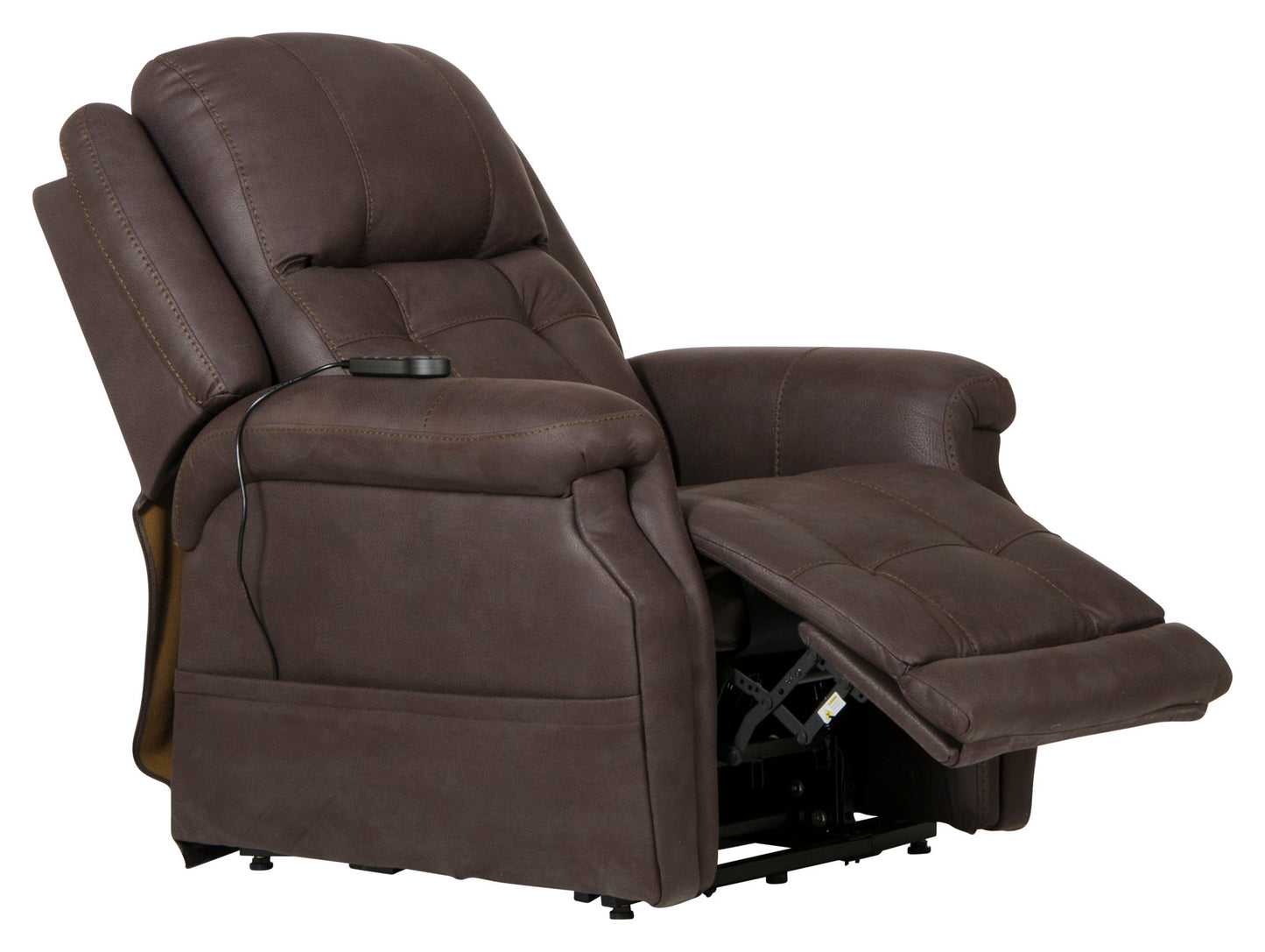 Haywood - Power Headrest Power Lift Lay Flat Recliner With Heat & Massage - Chocolate - Hornell Furniture Outlet