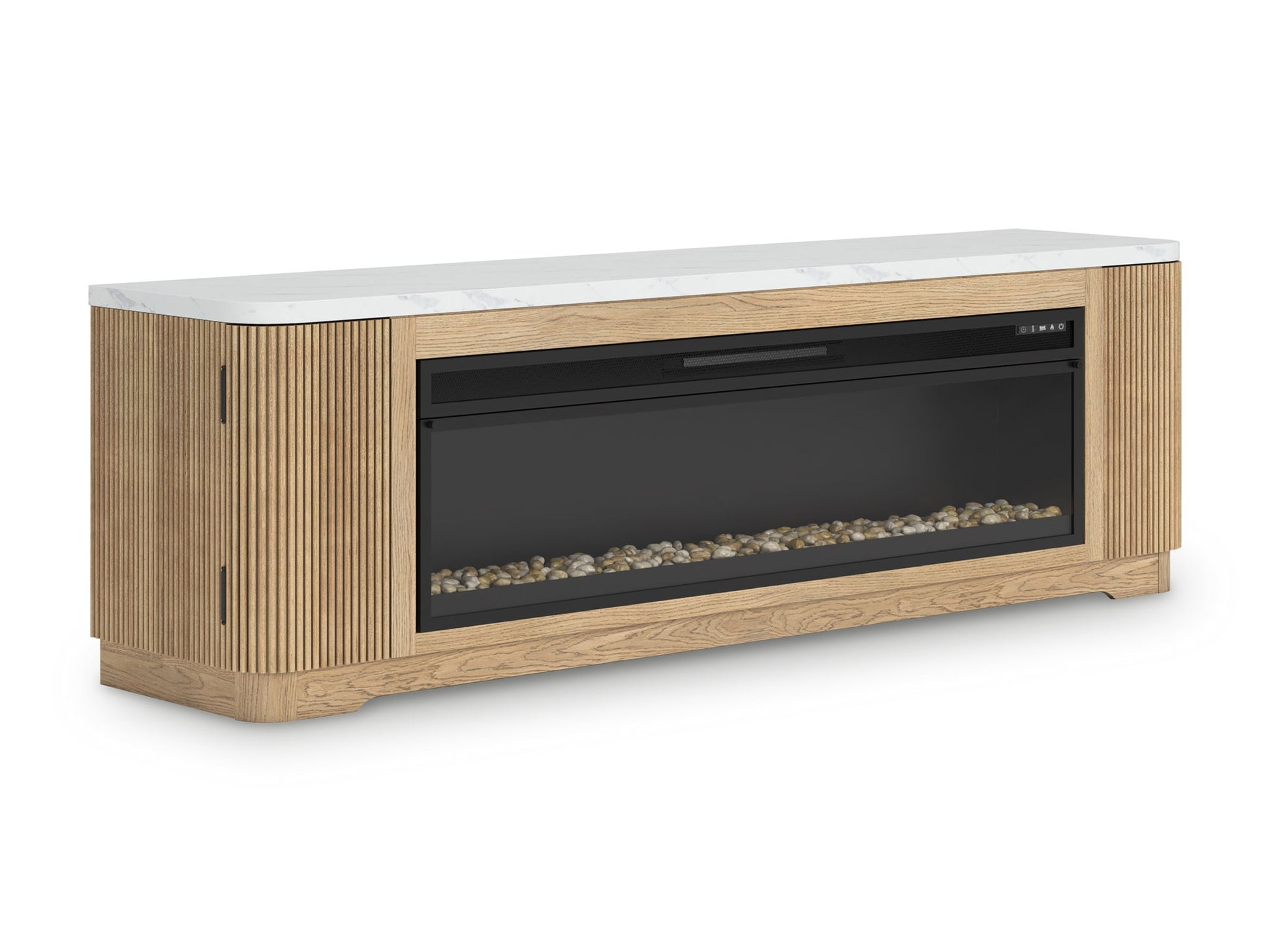 Camdill - Light Brown - 80" TV Stand With Electric Fireplace - Hornell Furniture Outlet