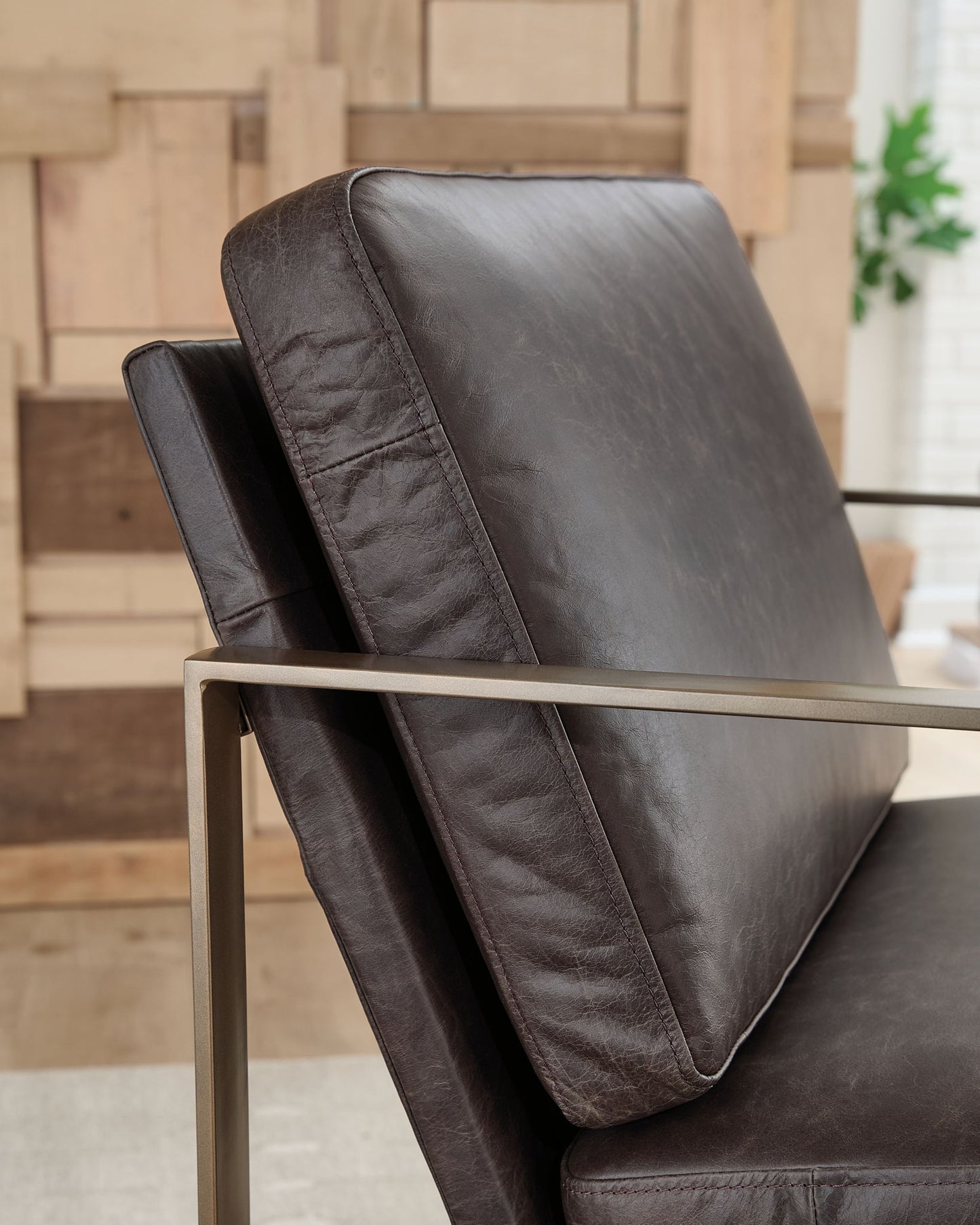 Bradett - Dark Brown / Gold Finish - Accent Chair - Hornell Furniture Outlet