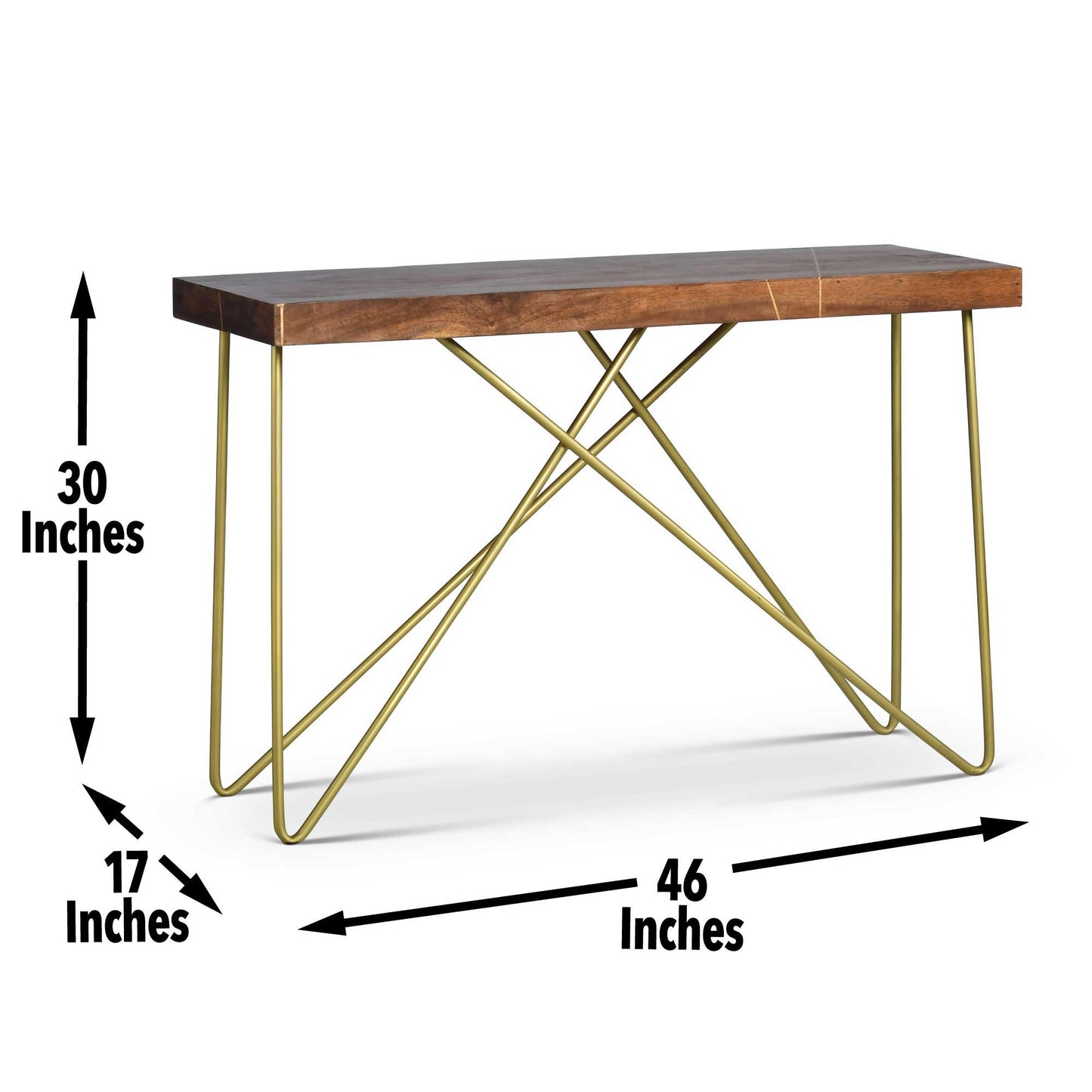 Walter - Brass Inlay Sofa Table - Brown - Hornell Furniture Outlet