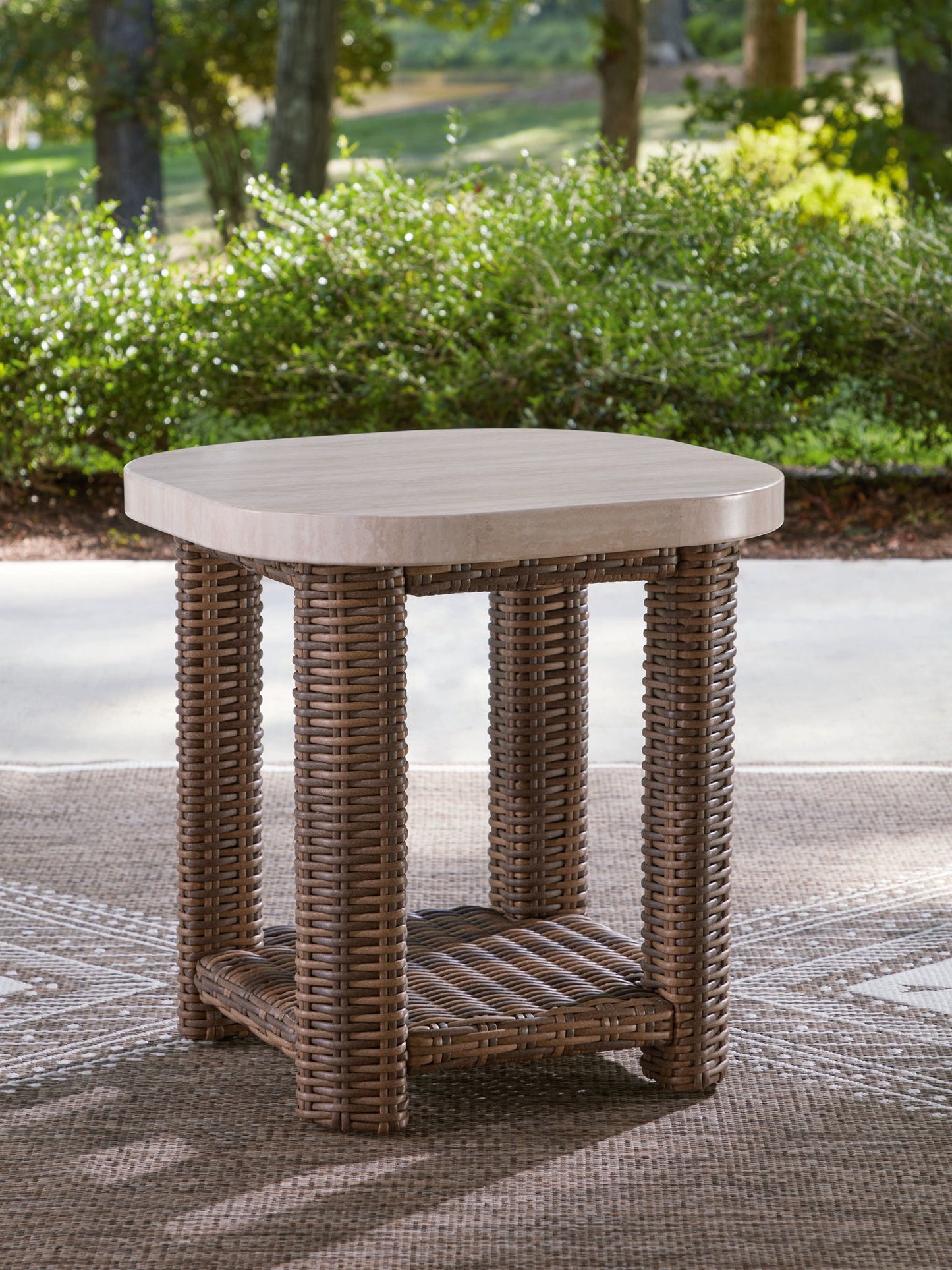 Dolan Creek - Square End Table - Beige / Brown - Hornell Furniture Outlet
