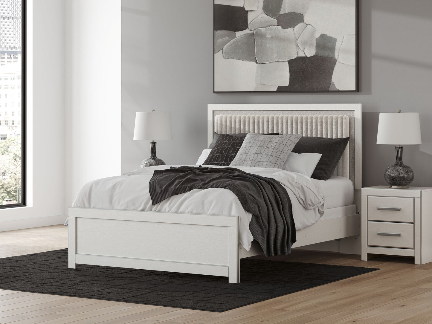 Zuraleus - Queen Upholstered Panel Bed - White - Hornell Furniture Outlet