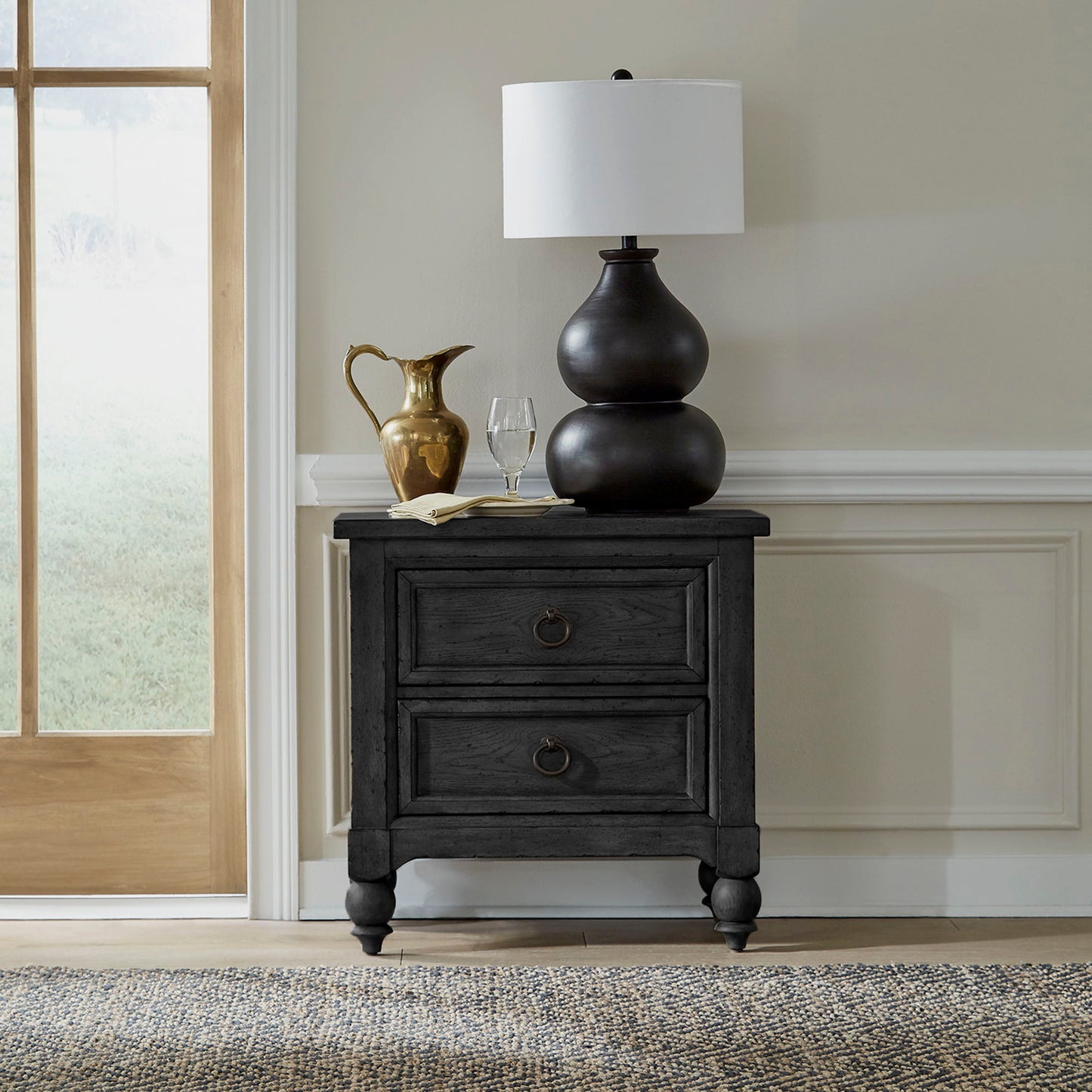 Americana Farmhouse - 2 Drawer Night Stand With Charging Station - Hornell Furniture Outlet