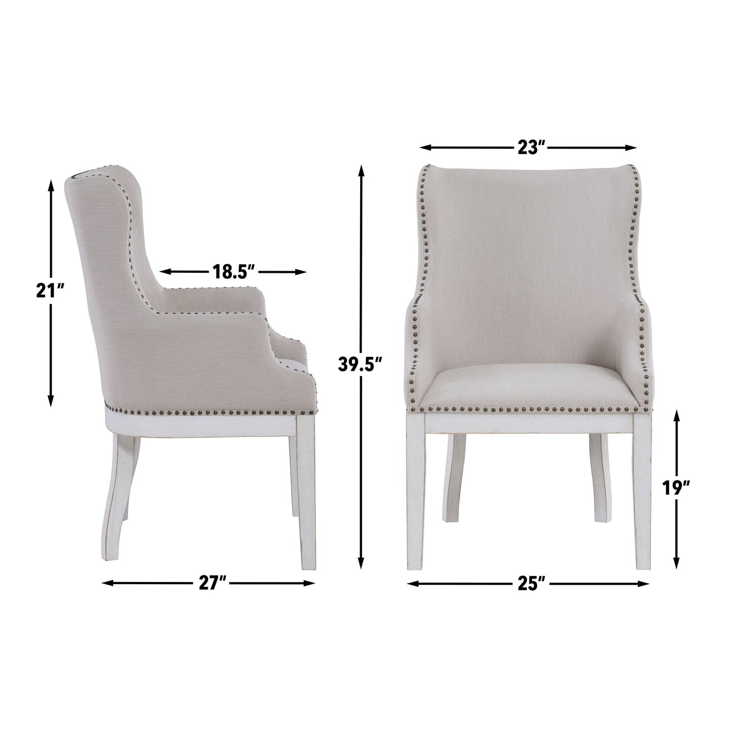 Warren - Arm Chair (Set of 2) - White - Hornell Furniture Outlet