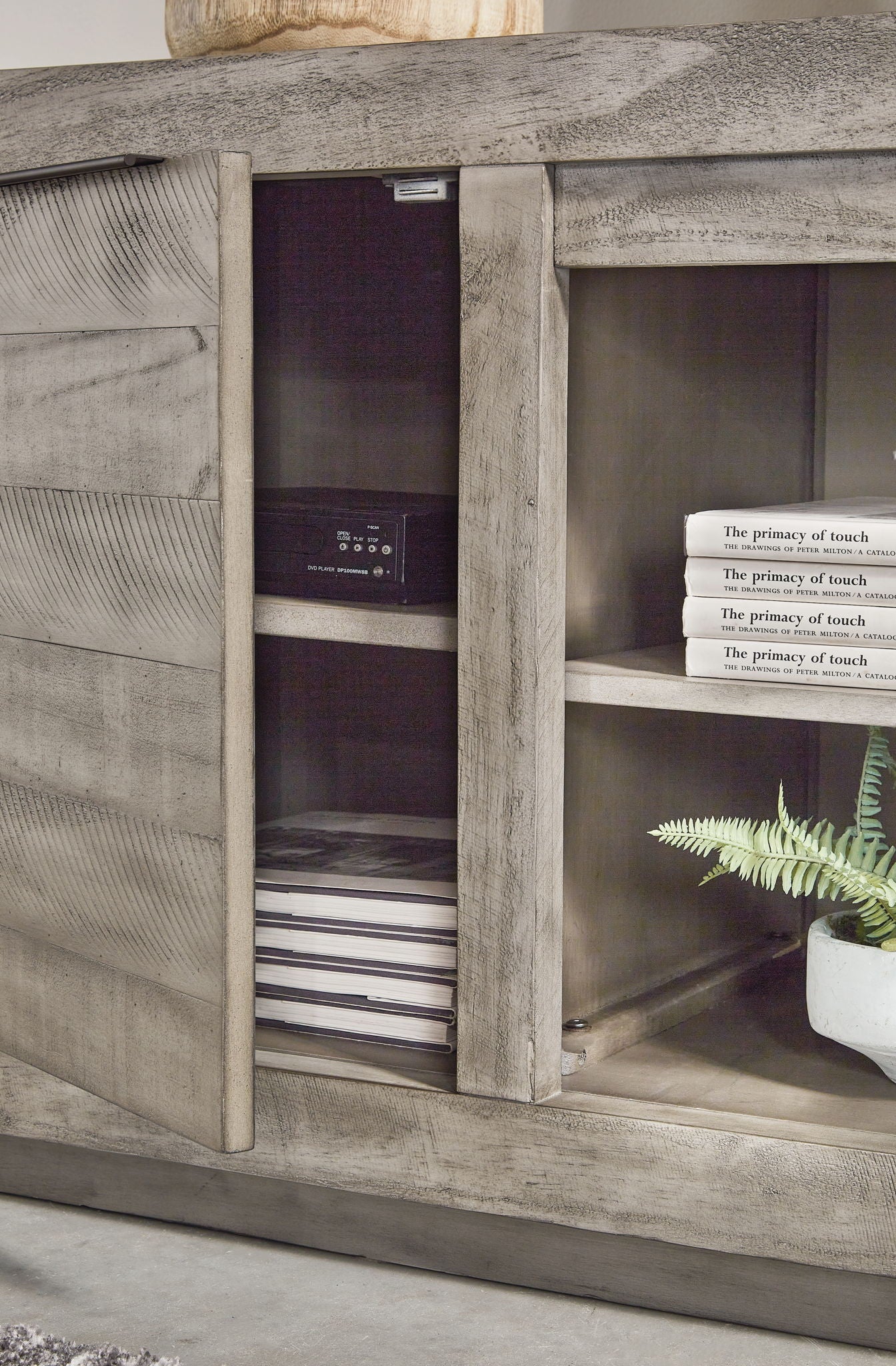 Naydell - Gray - 92" TV Stand with Wide Fireplace Insert - Hornell Furniture Outlet