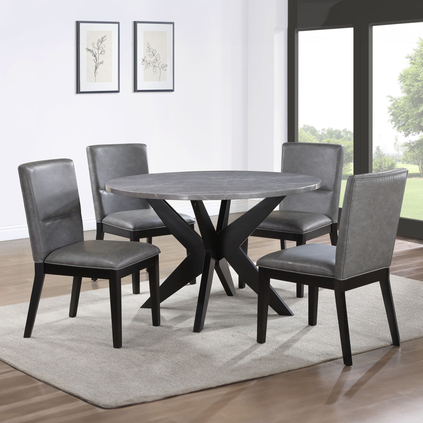 Amy - 5 Piece Dining Set - Gray - Hornell Furniture Outlet