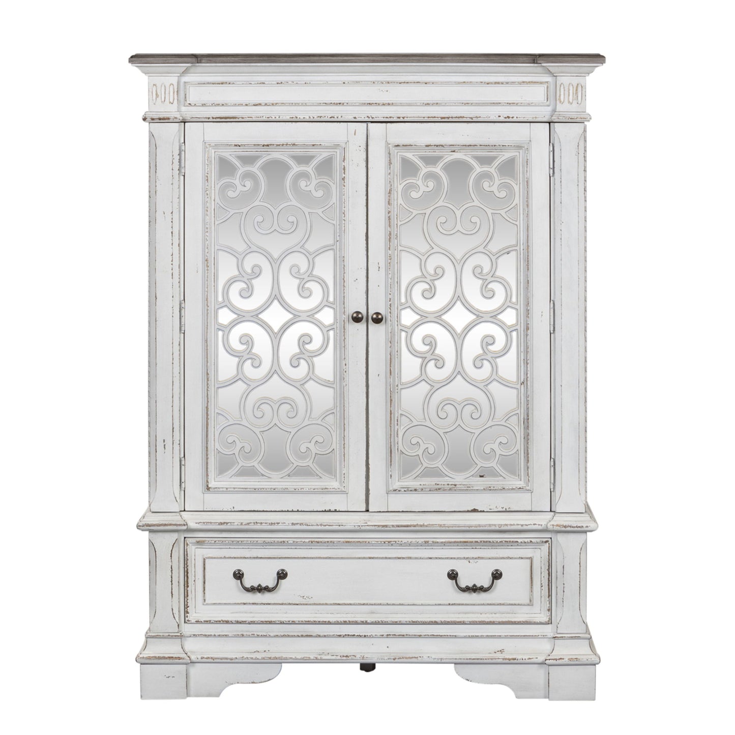 Abbey Park - Mirrored Door Chest - White - Hornell Furniture Outlet