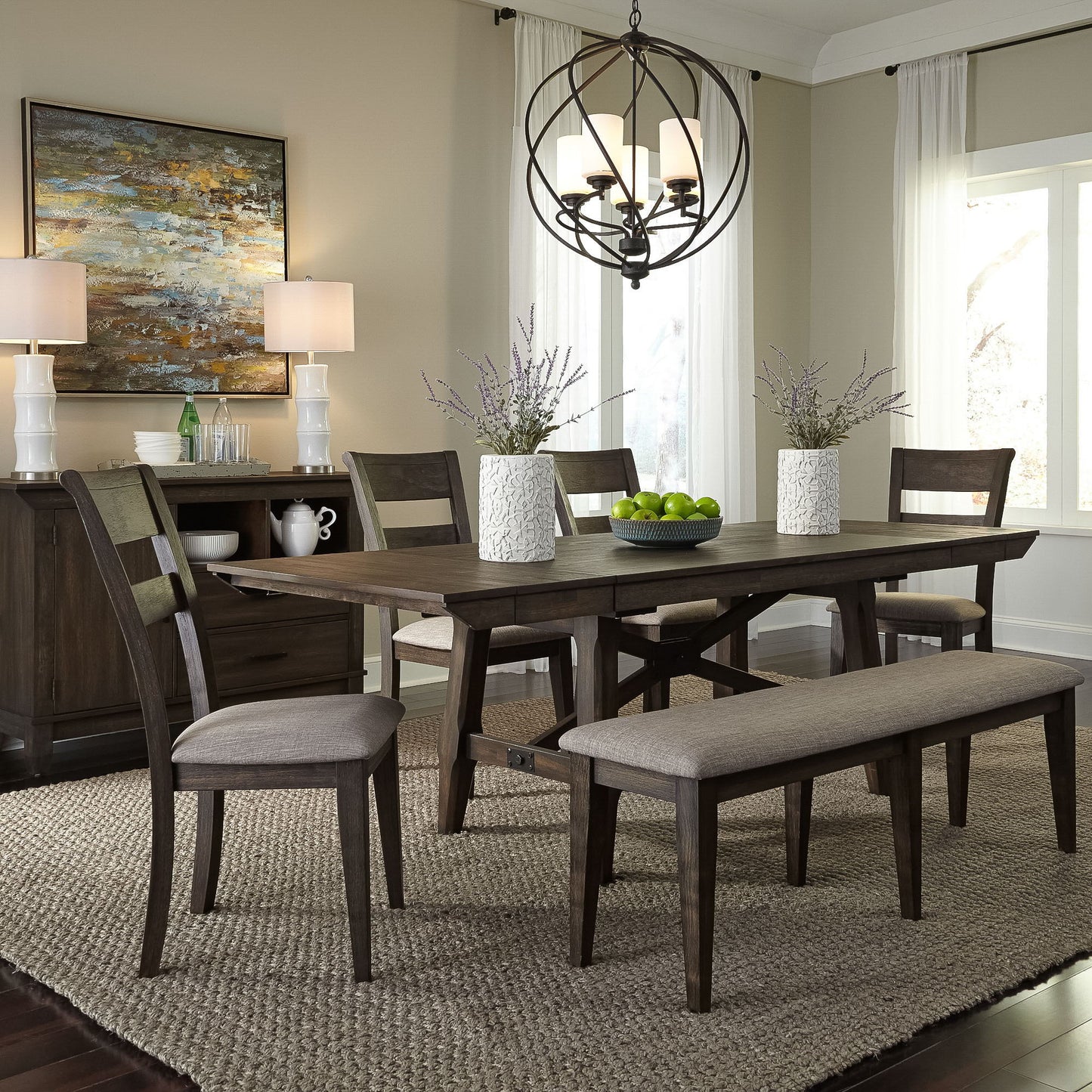 Double Bridge - Trestle Table Set - Hornell Furniture Outlet