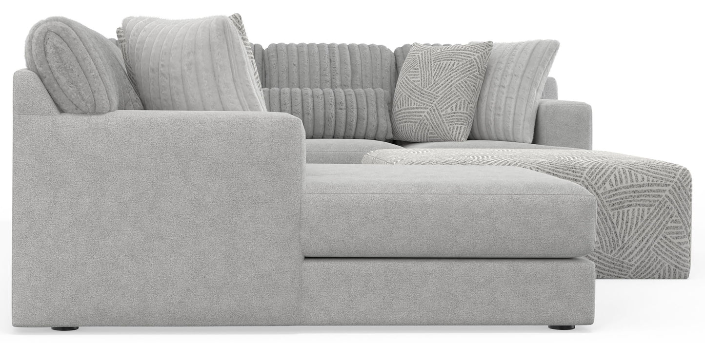 Logan - Upholstered Sectional With Comfort Coil Seating - 46" Cocktail Ottoman And Accent Pillows Included - Hornell Furniture Outlet