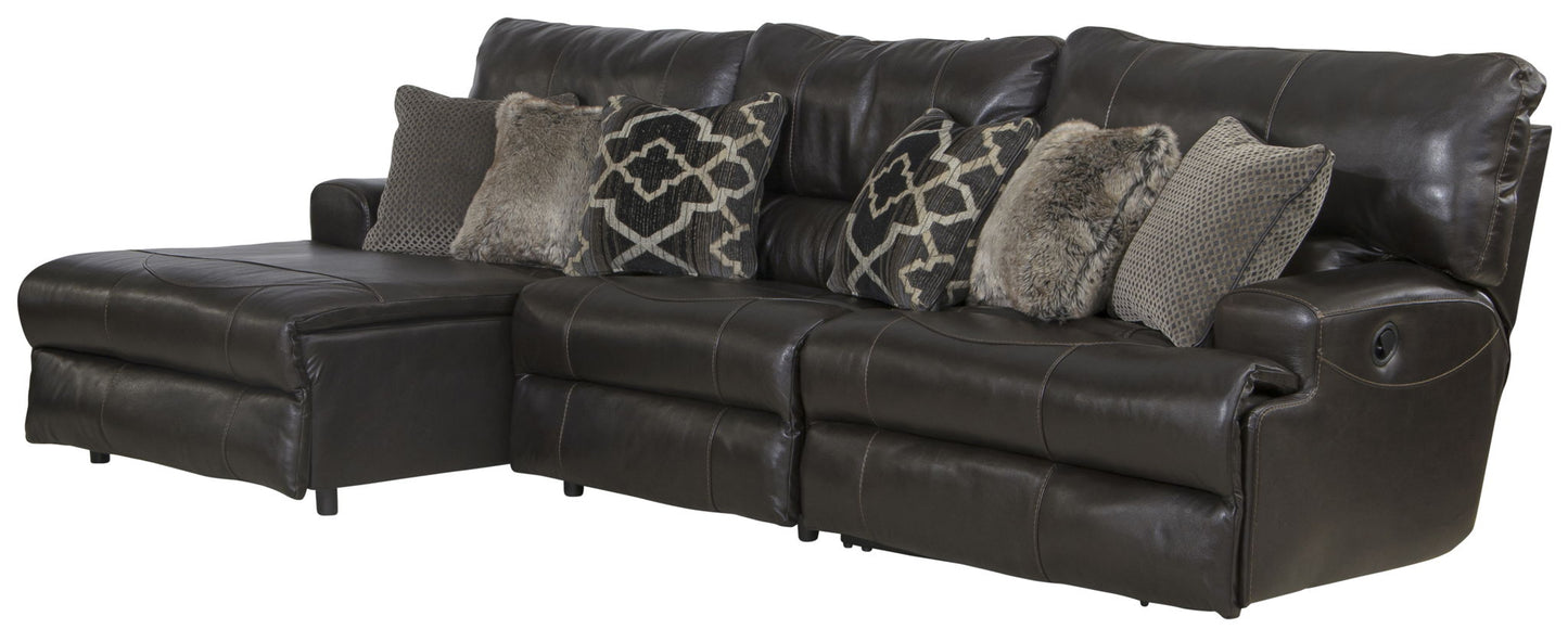 Como - 3 Piece Italian Leather Match Reclining Sectional - Hornell Furniture Outlet